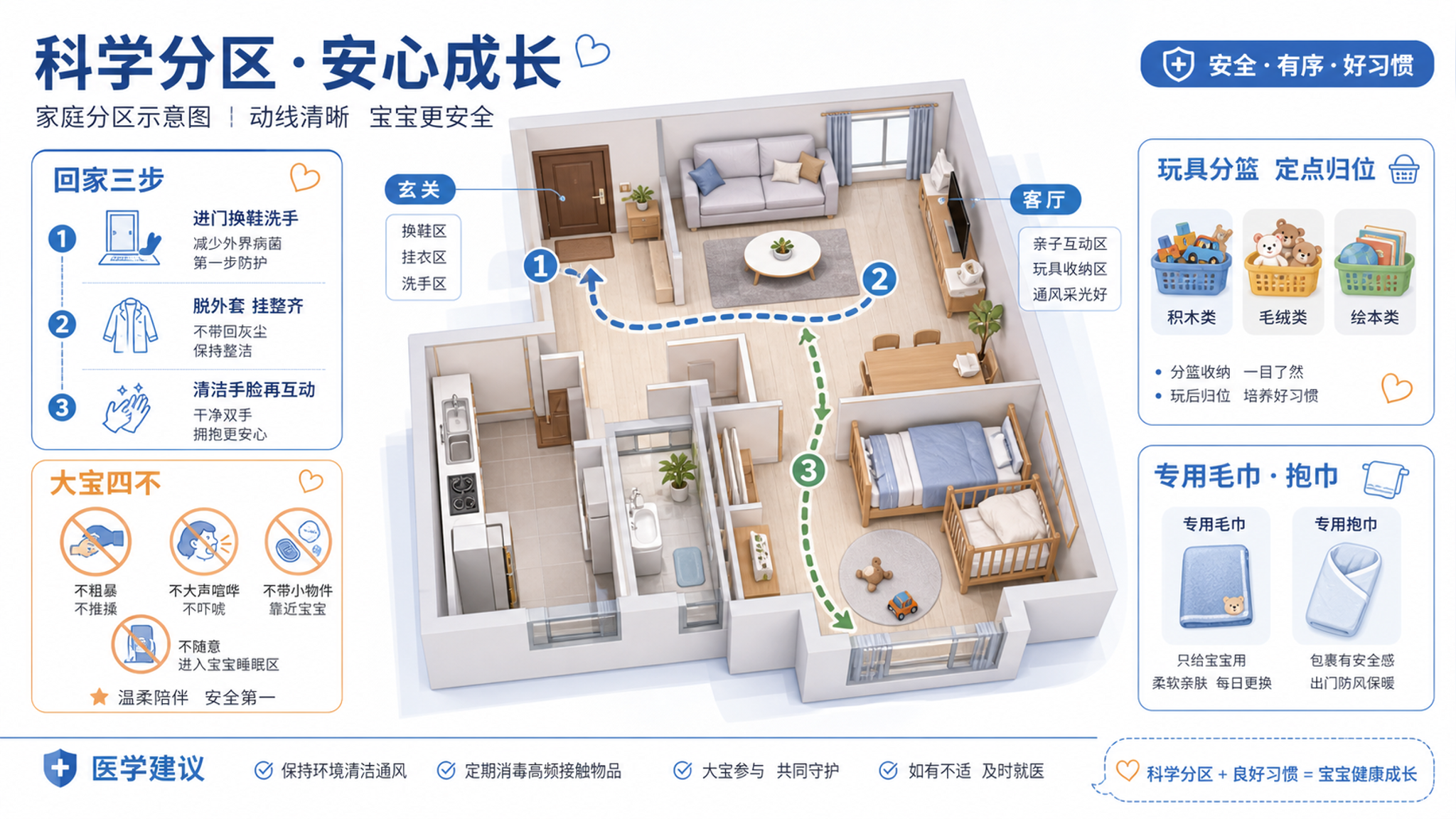 开学季大宝咳嗽流鼻涕 0-1岁家庭分区这样做