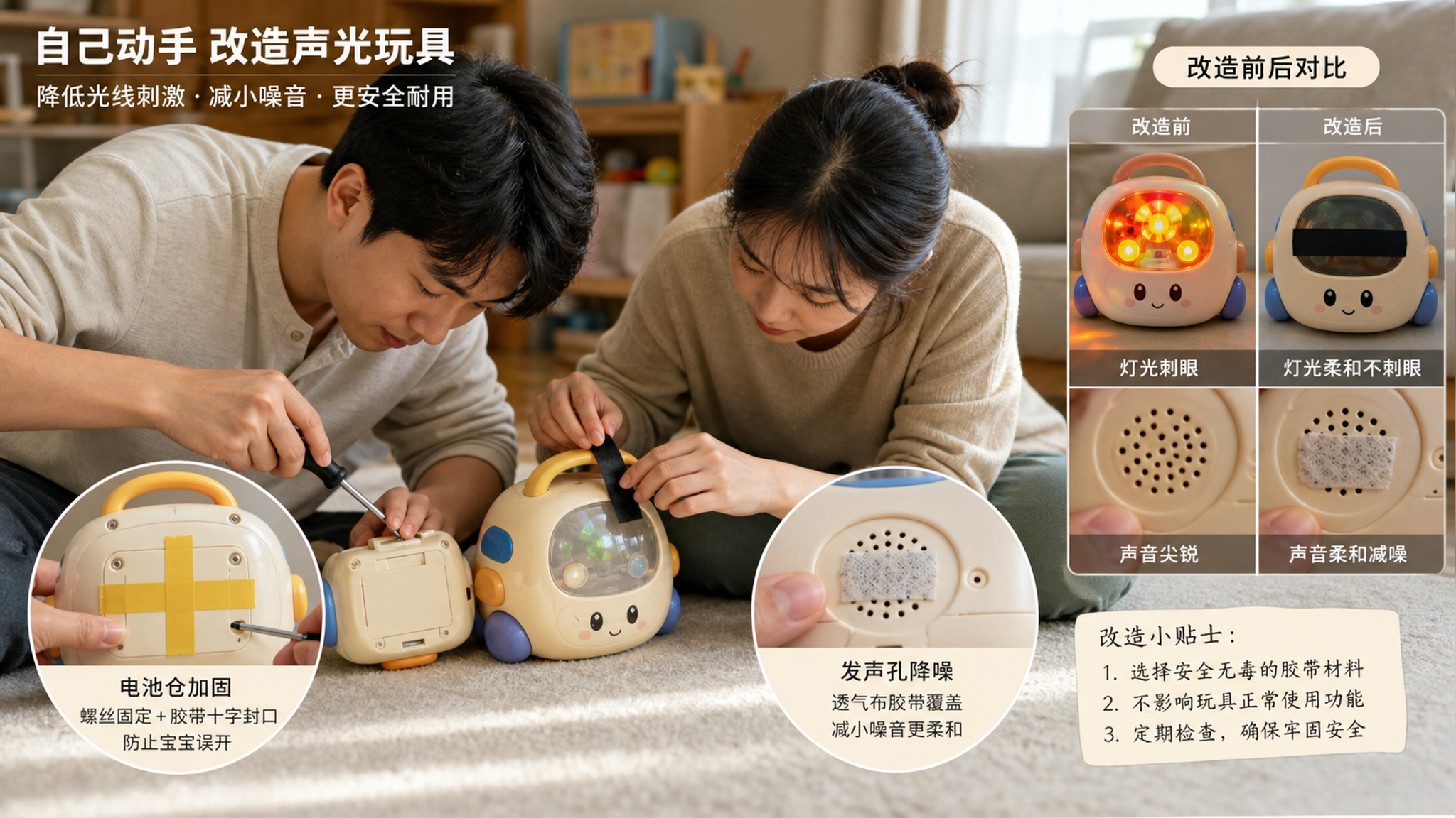 声光玩具太吵太闪？10分钟改成安静可控版