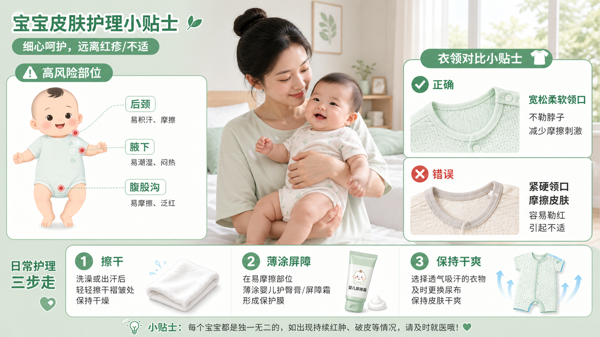 宝宝一出汗就闷红起疹？4步闭环少折腾
