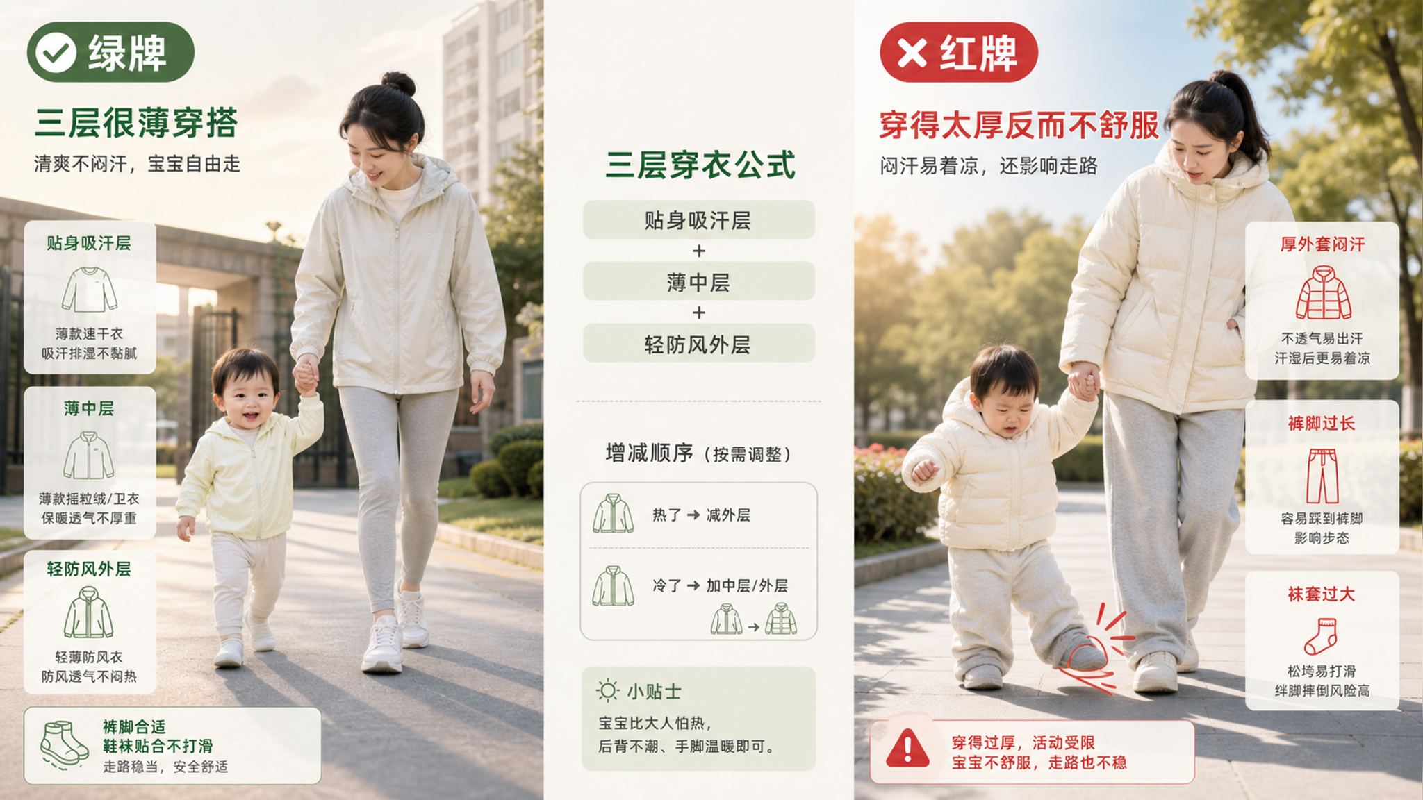 1-2岁秋老虎穿衣：三层很薄，学步不摔不闷汗