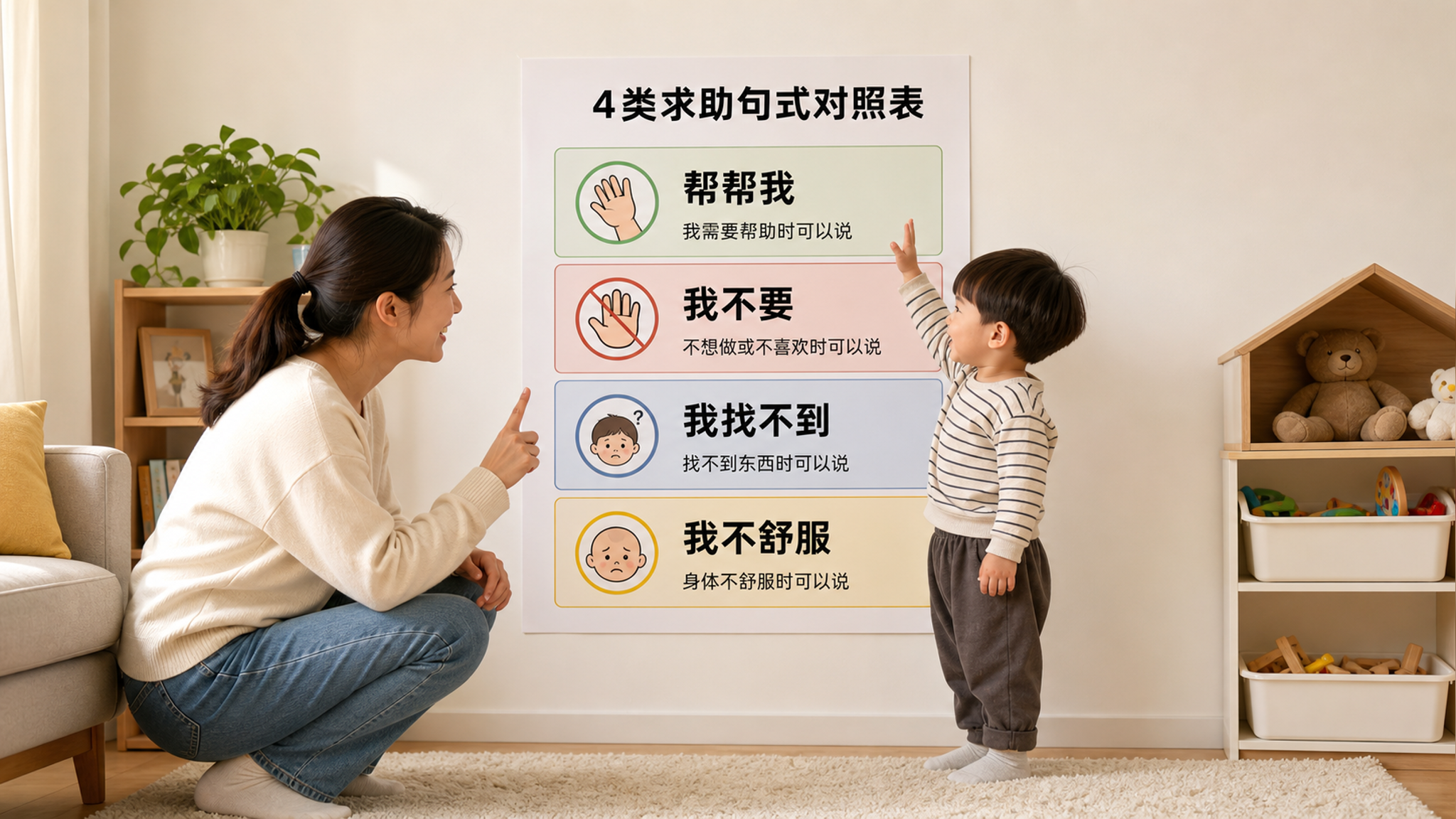 入园前先练会求助：4类场景一句话就够