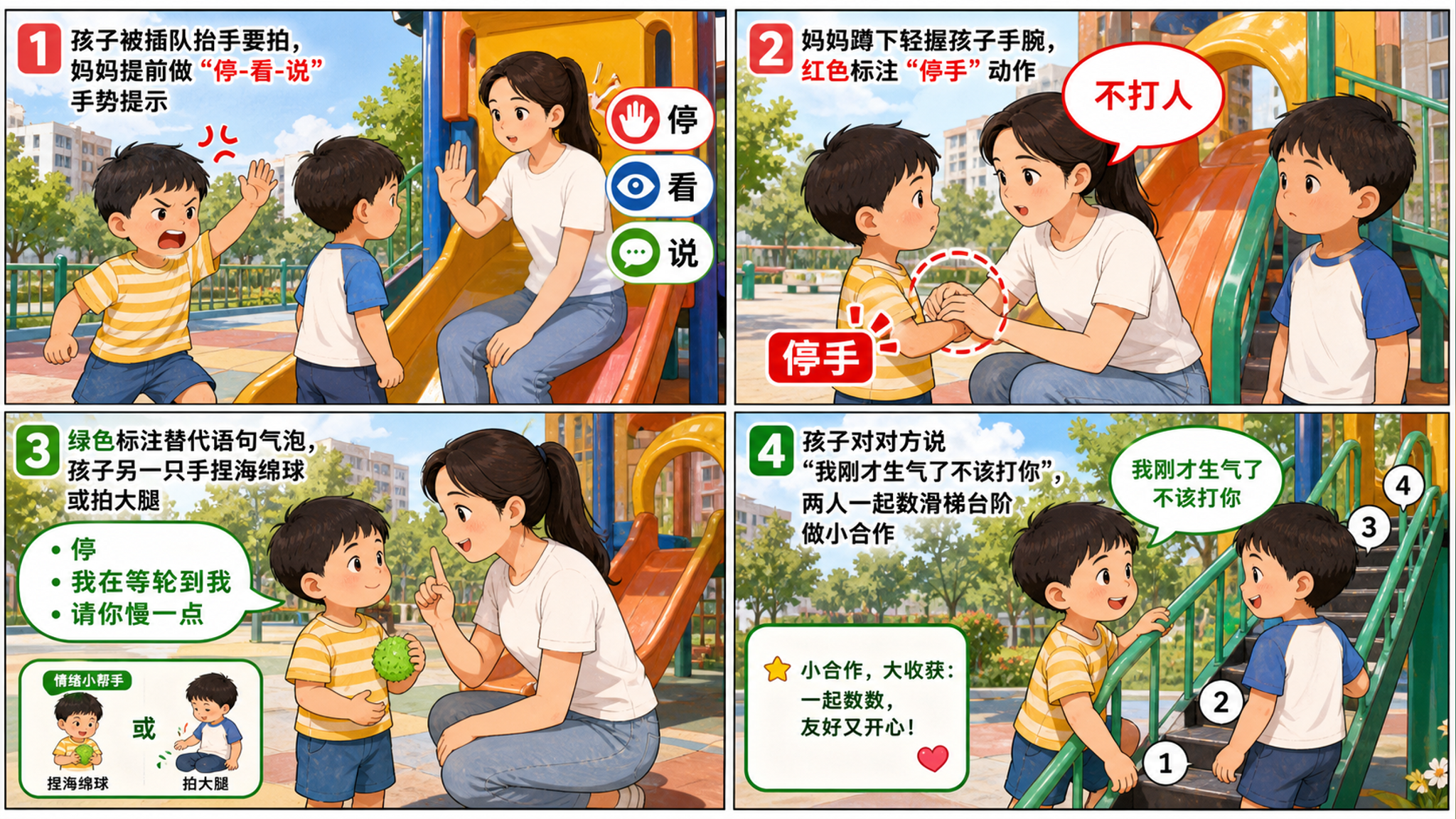 孩子一急就动手？用这套四步法把“打人”变“会说话”