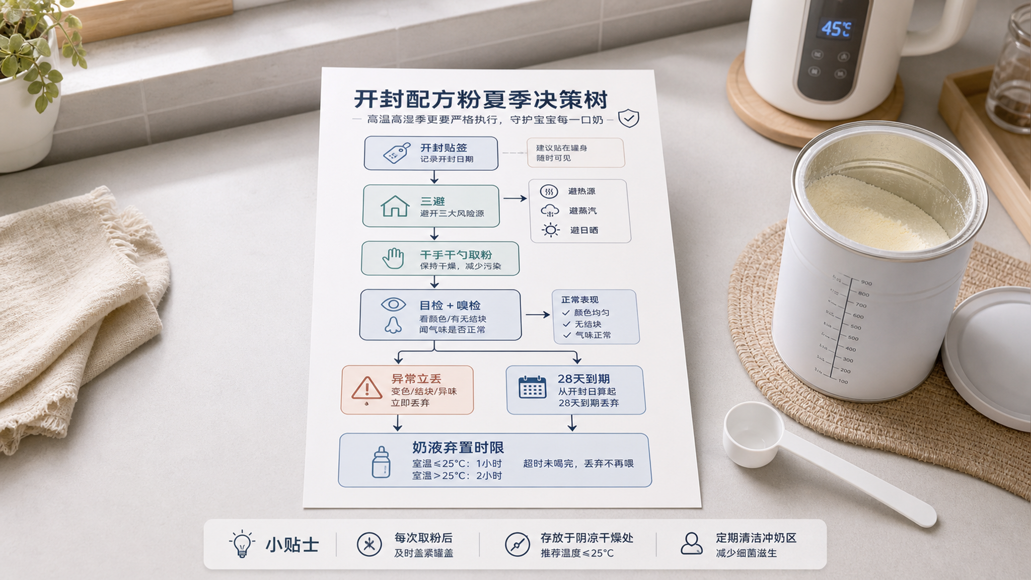 三伏天开封奶粉怎么不翻车？贴签到期+异常立丢决策树