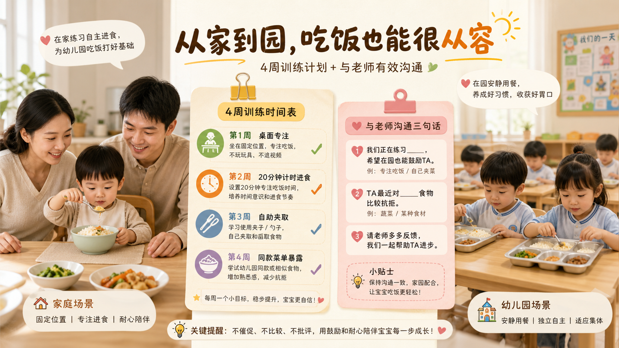 入园吃不饱别靠零食：4周练出集体用餐能力