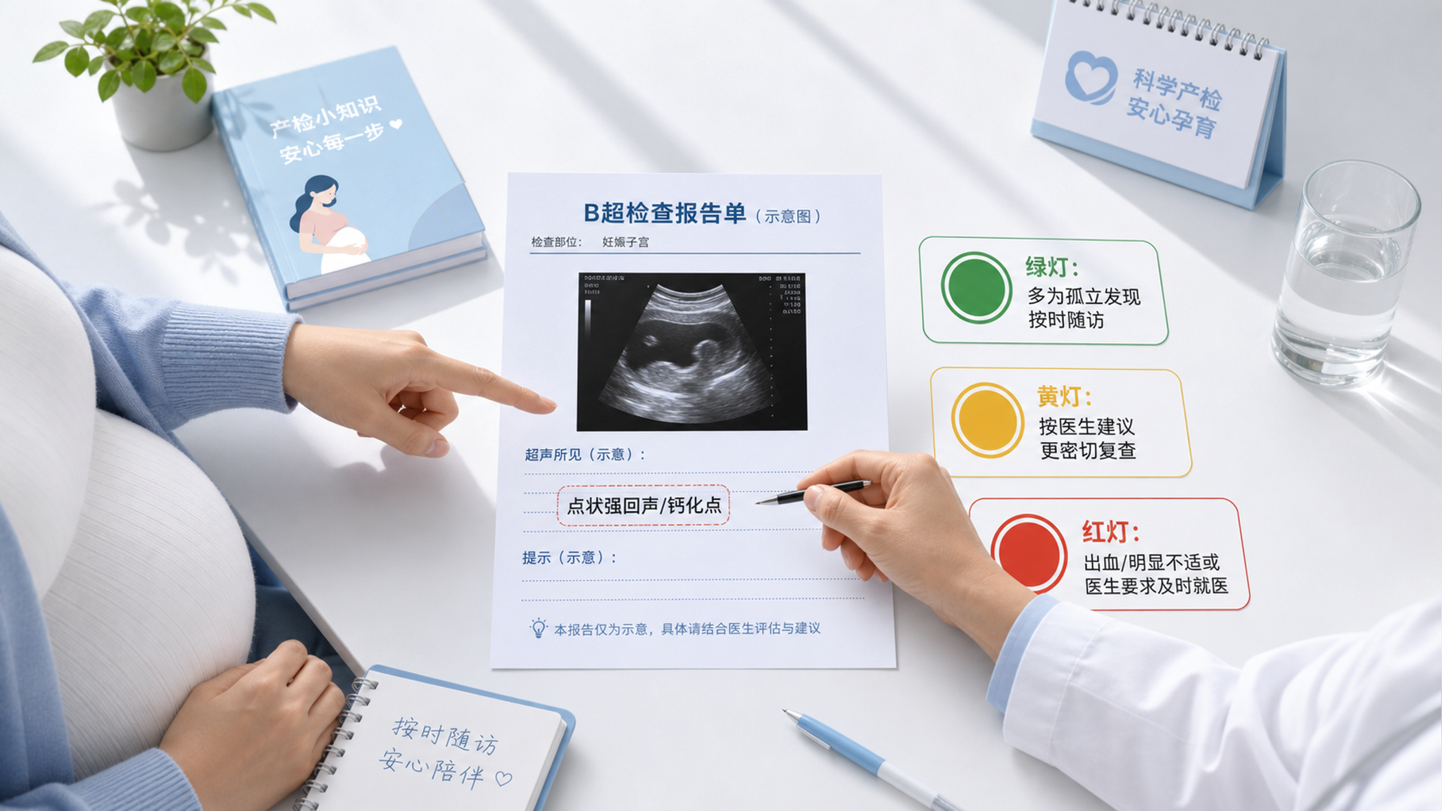 B超写“胎盘钙化点/点状强回声”？用红黄绿灯看懂要不要慌