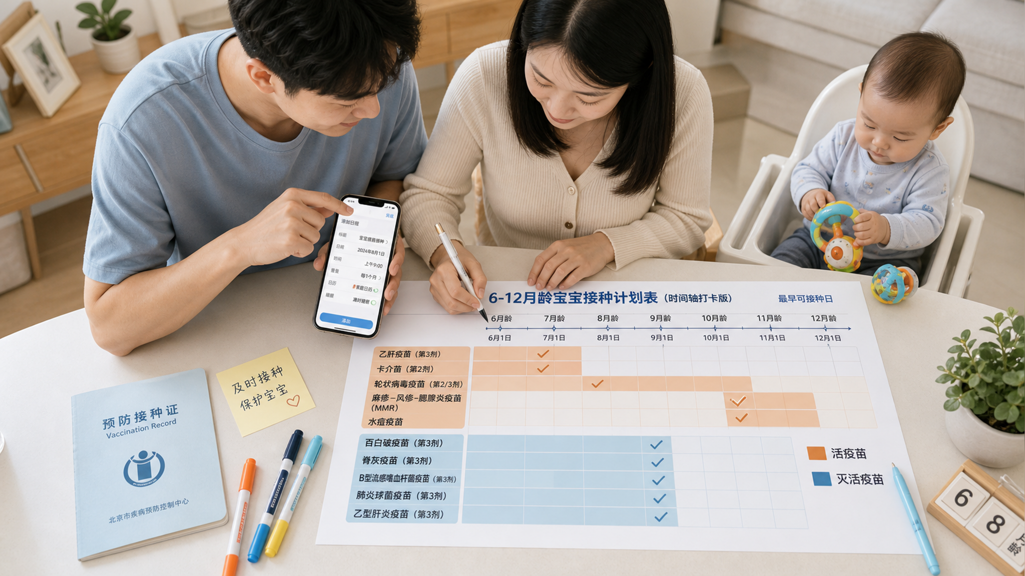 6–12月龄入托前接种怎么排？用时间轴少跑好几趟
