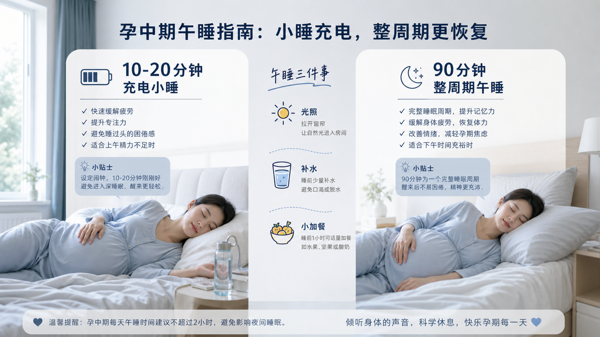 孕中期越睡越累？午休照抄这两种就够了