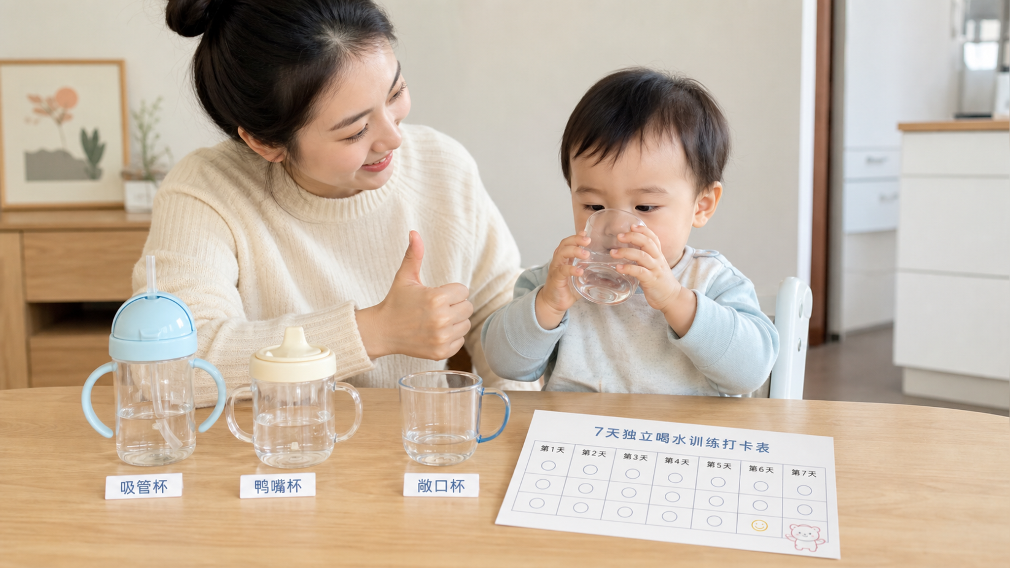 1-2岁只喝奶不喝水？7天把奶瓶水杯顺过来