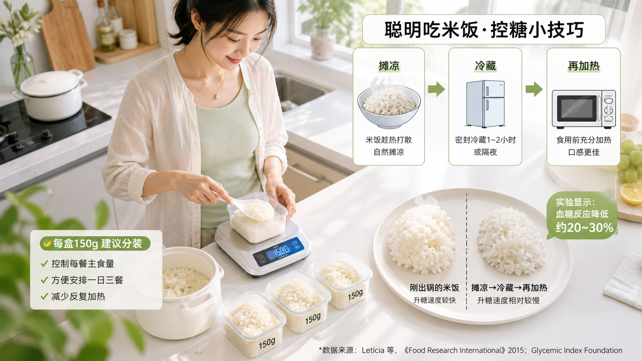 同样一碗米饭：冷藏再加热，餐后更稳一点