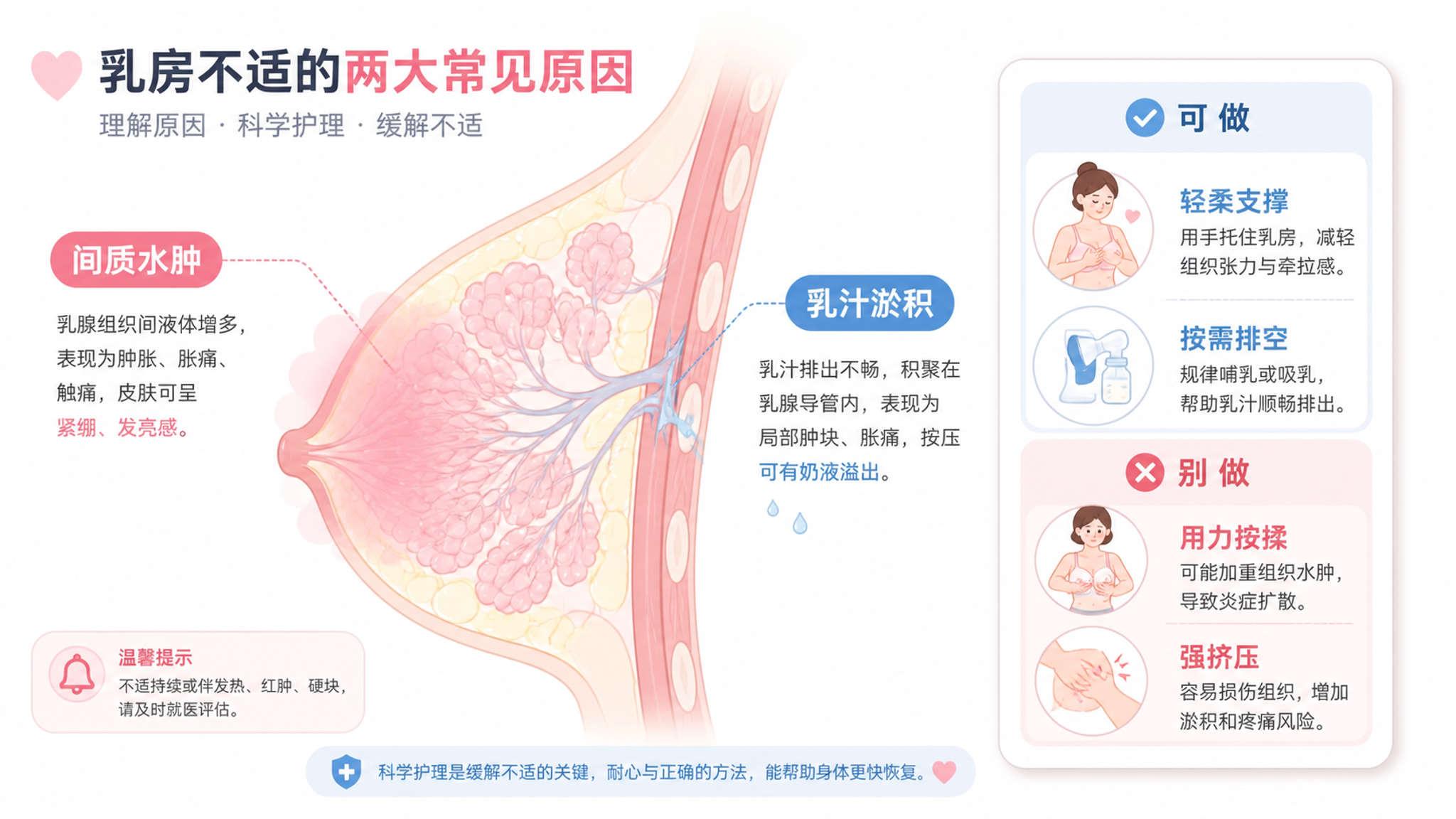 涨奶发硬别被按揉：多半是水肿，不是“揉开就通”
