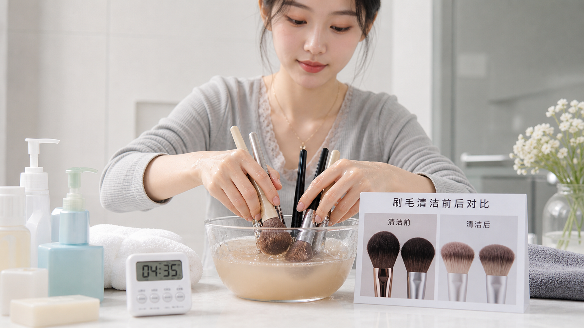 10款化妆刷清洁剂实测维度：洗净、无残留、不伤毛才算合格