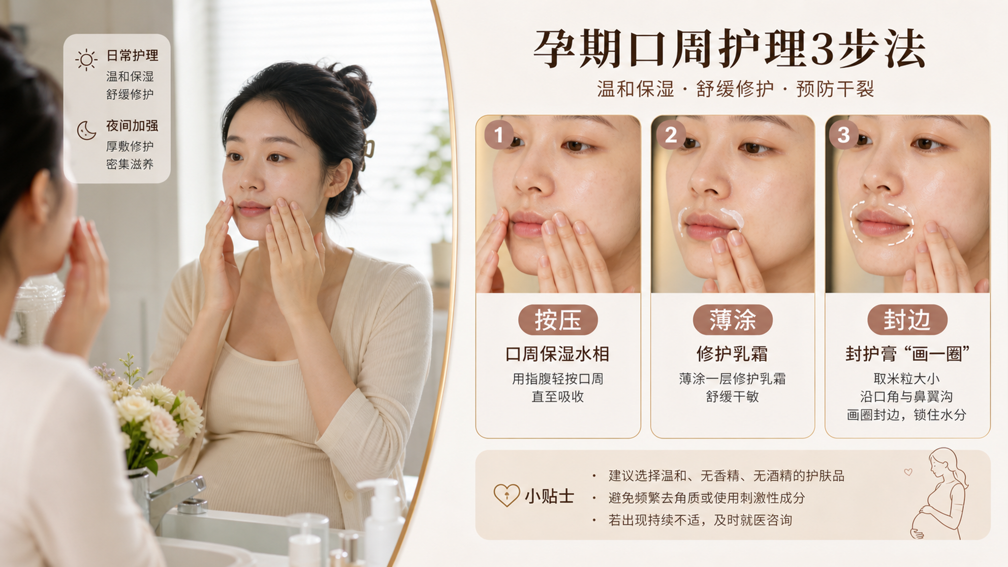 孕期口周反复起皮发红？照抄这套2+1叠涂流程