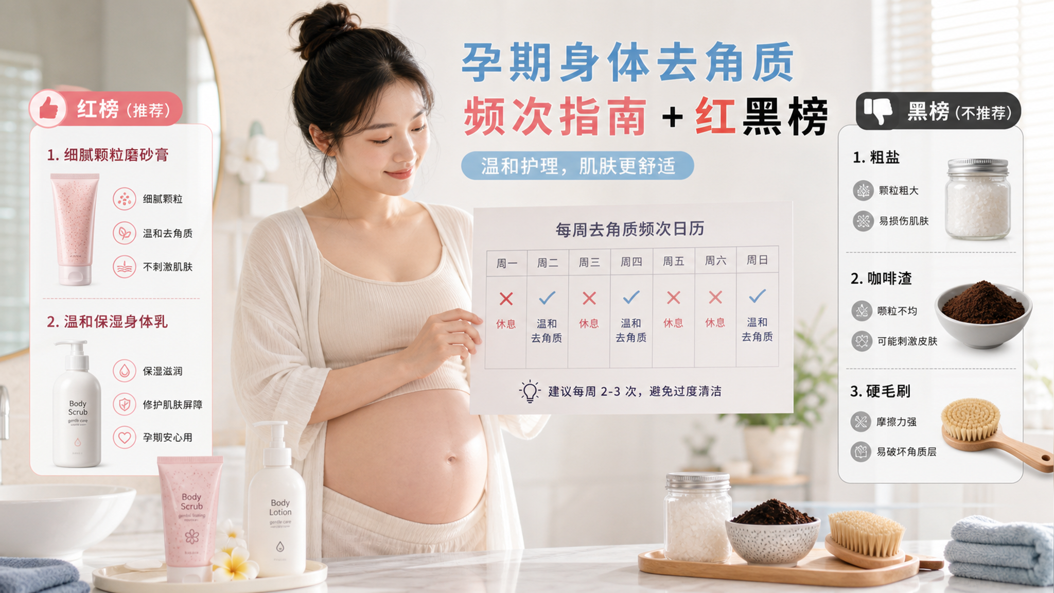 孕期去角质别硬搓：频次表+红黑榜一次讲清