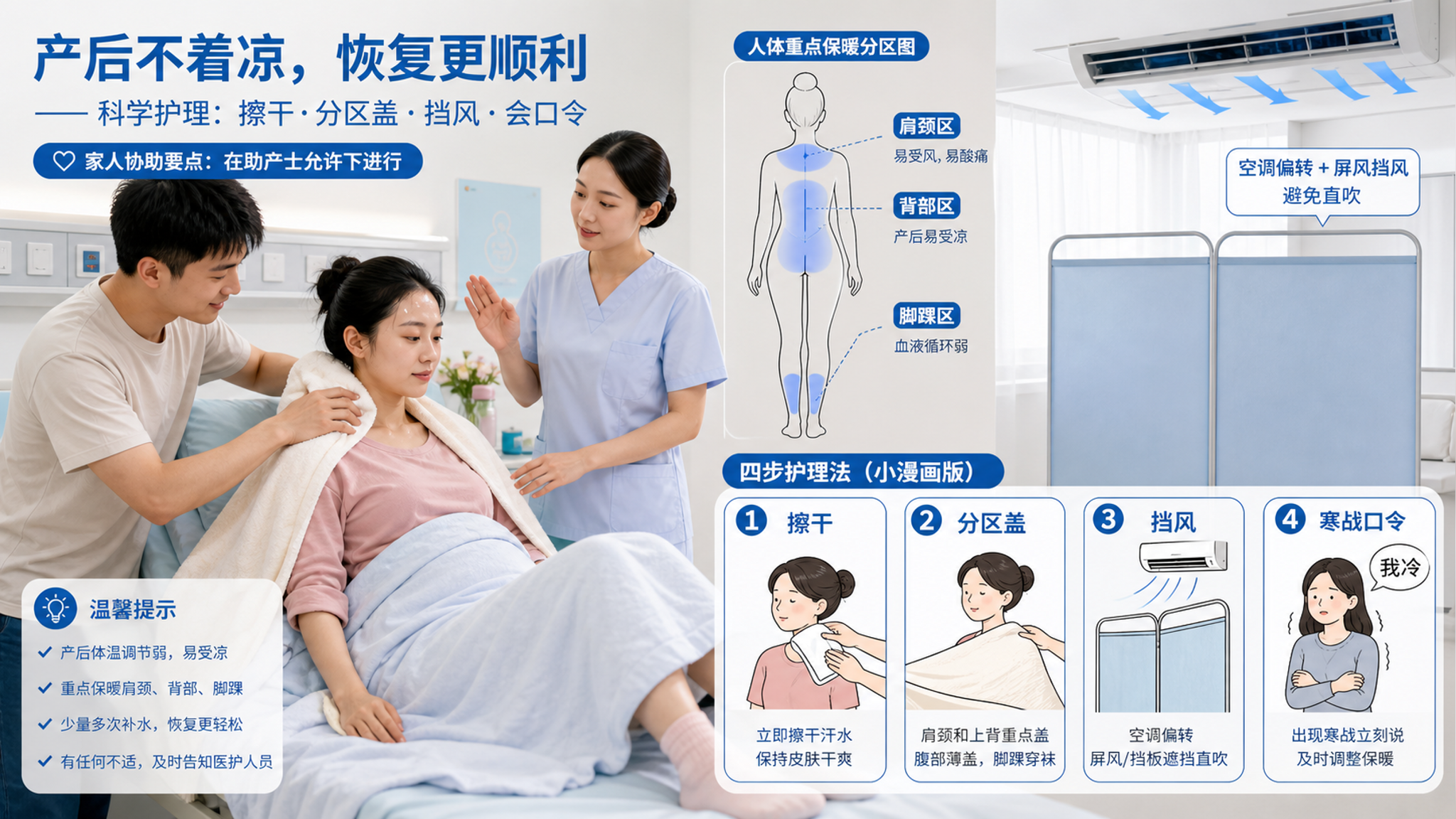 产房出汗被空调吹到发抖？4步控温顺序照做