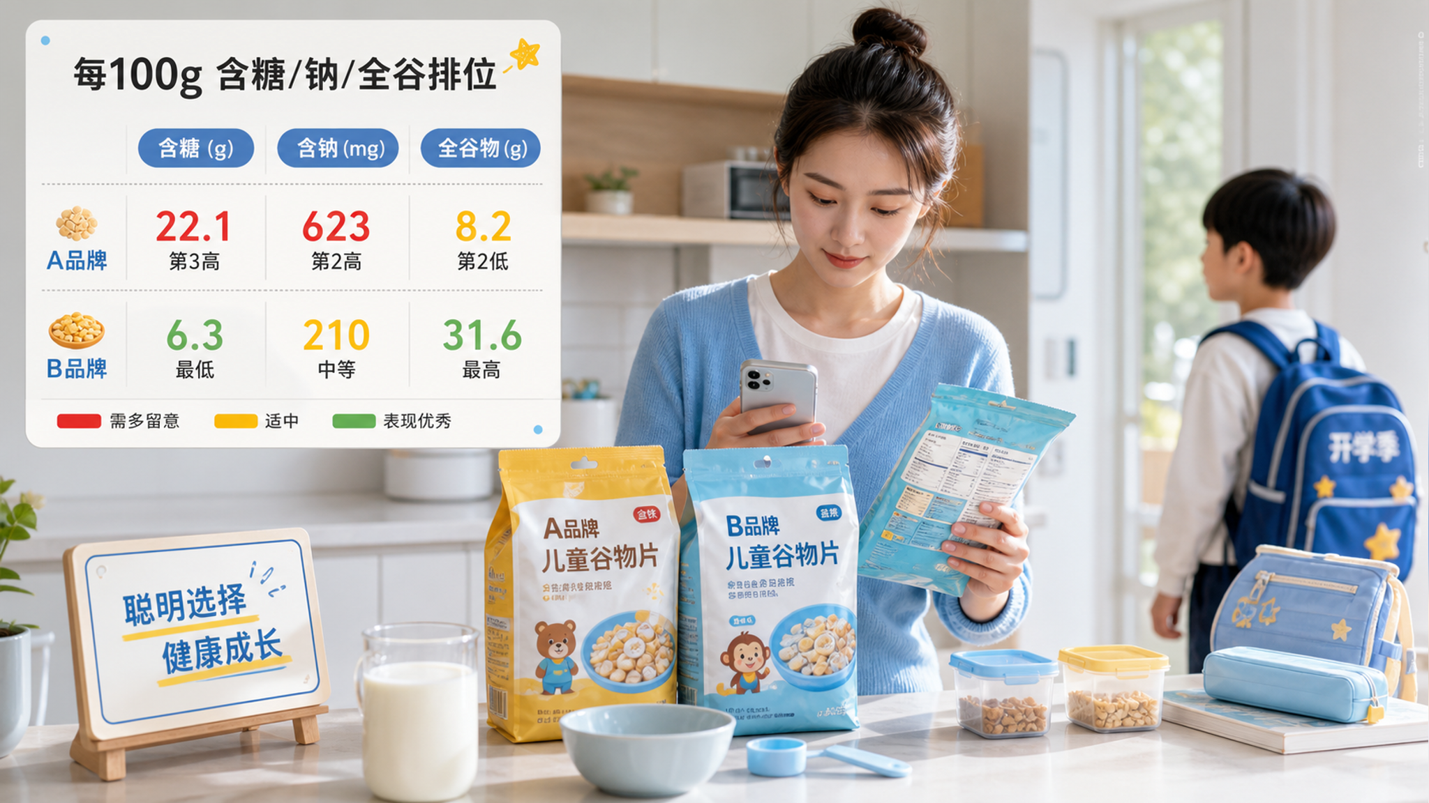 儿童谷物片怎么挑：先看糖和钠，再看全谷