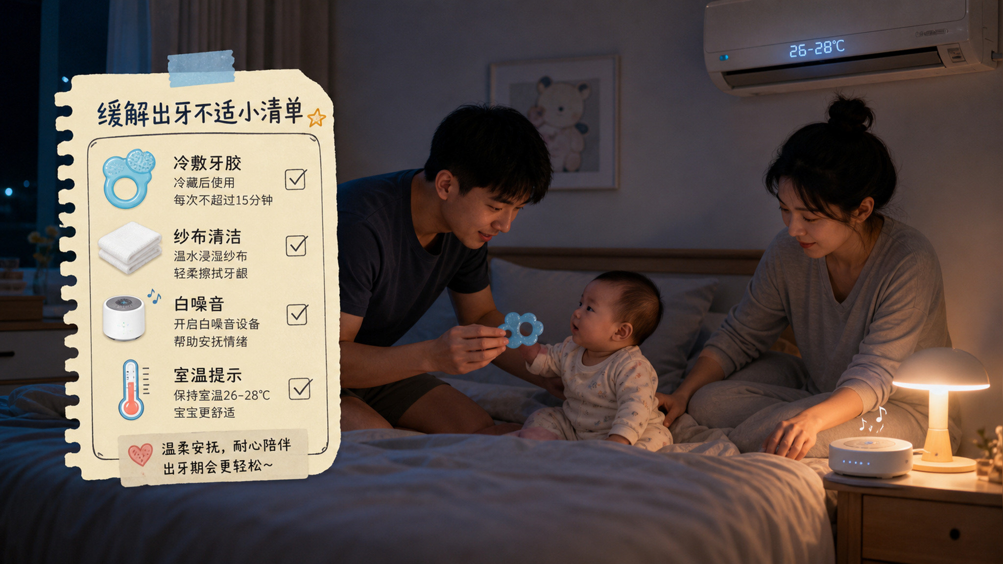 宝宝出牙夜哭别急喂药 先按这4步缓下来