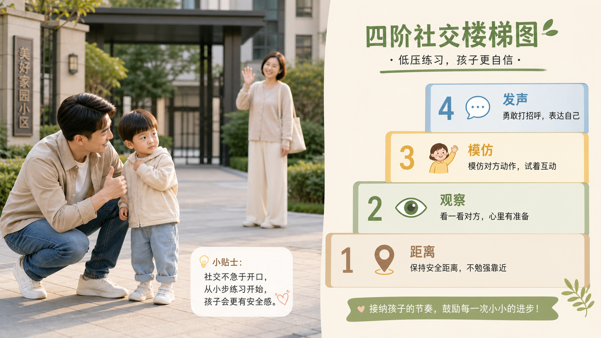 孩子见人就躲别逼他叫人：四阶低压破冰法