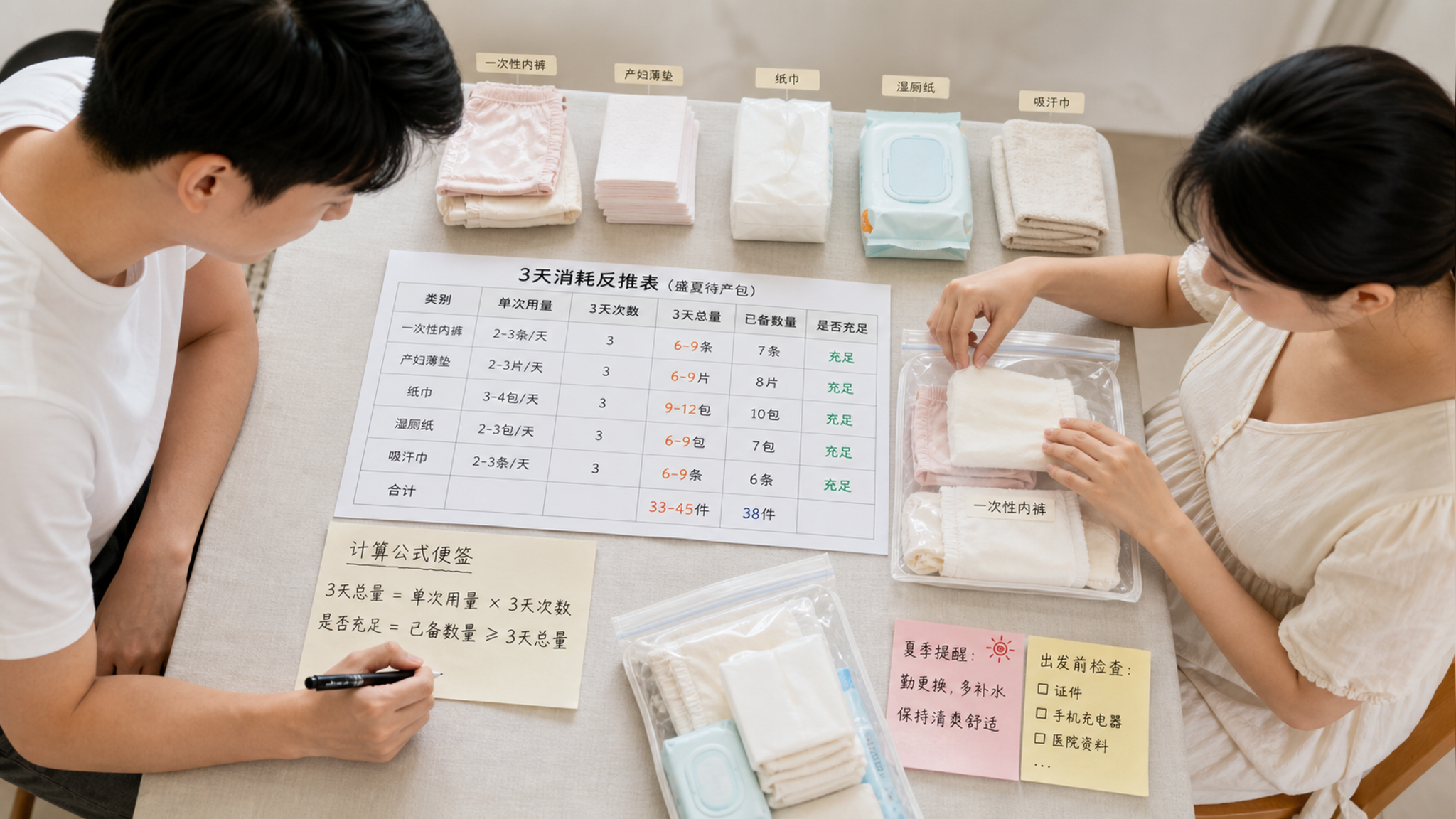 盛夏待产包别再囤：按3天消耗倒推最小数量