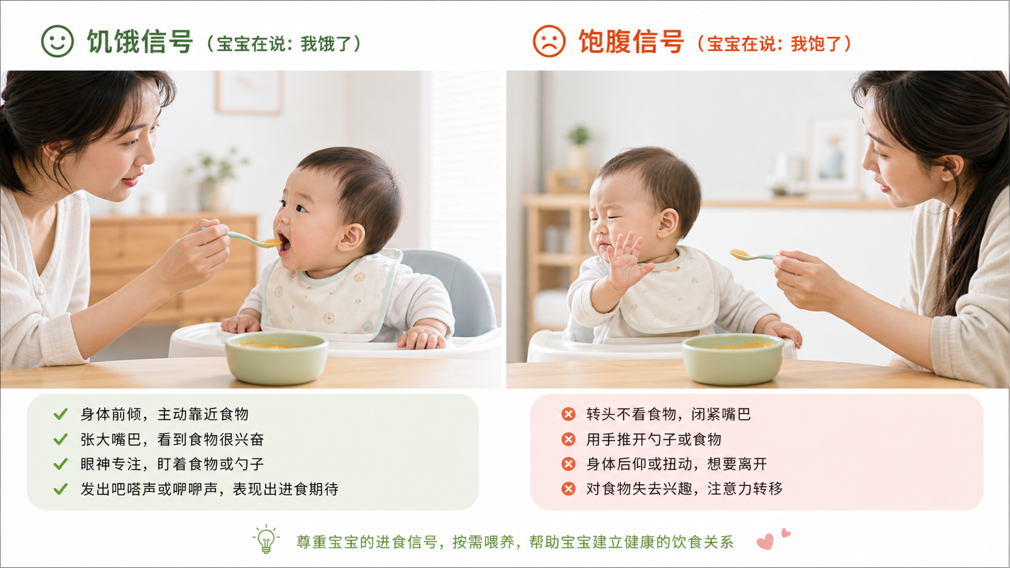 热天辅食吃不动？9-12月龄抓住奶为主与饥饱信号就稳了
