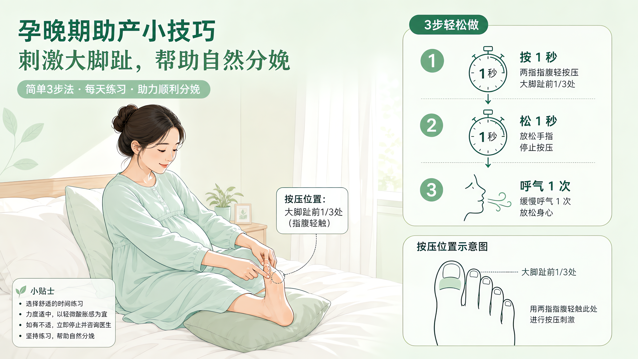 孕晚期别总摸肚子：从脚趾开始更稳地放松
