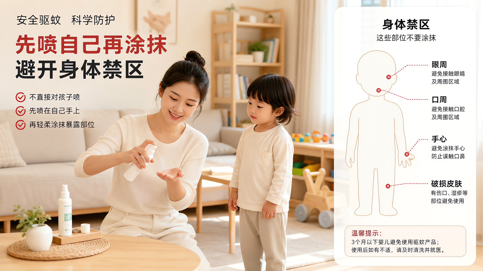 驱蚊喷雾别对着孩子喷：误吞误入眼鼻更危险