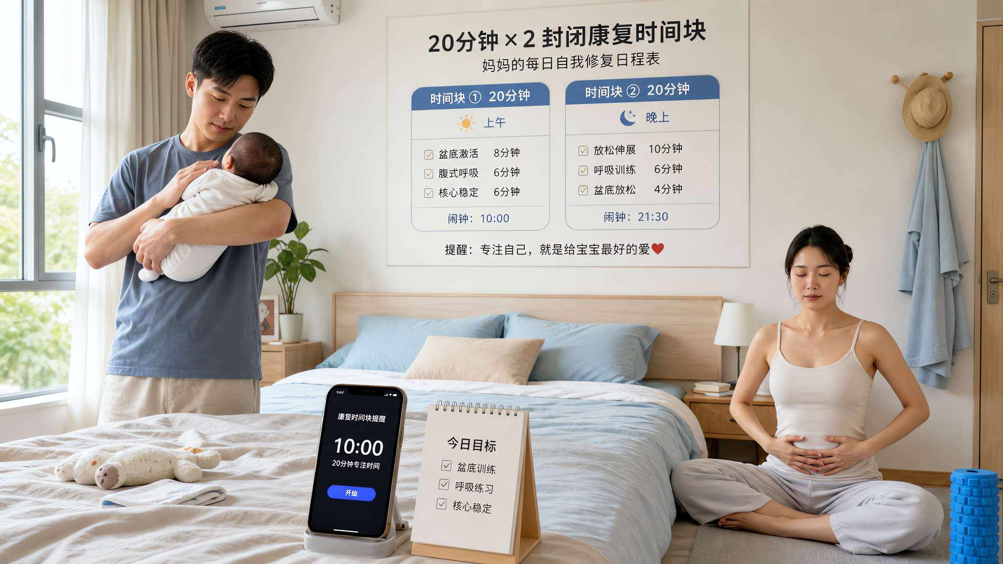产后恢复最缺的不是动作，是每天两段20分钟不被打扰