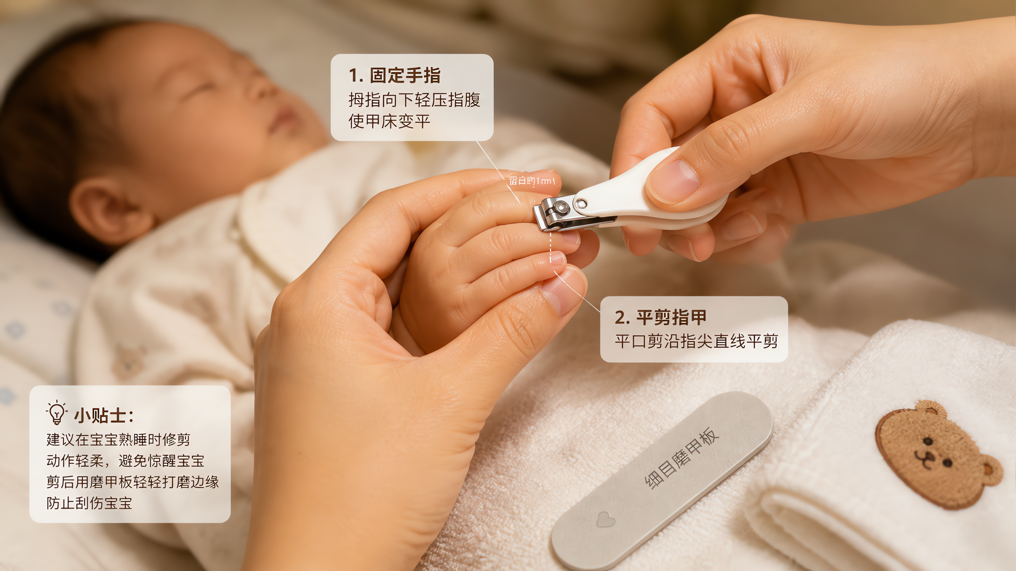 新生儿剪指甲别贴肉：留1毫米更安全