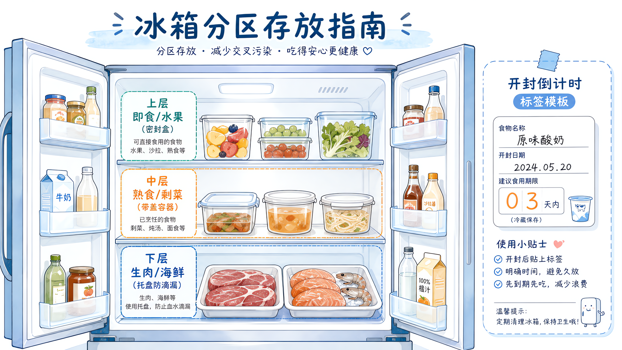 怀孕后冰箱别再乱塞：分区+开封时间线就够了