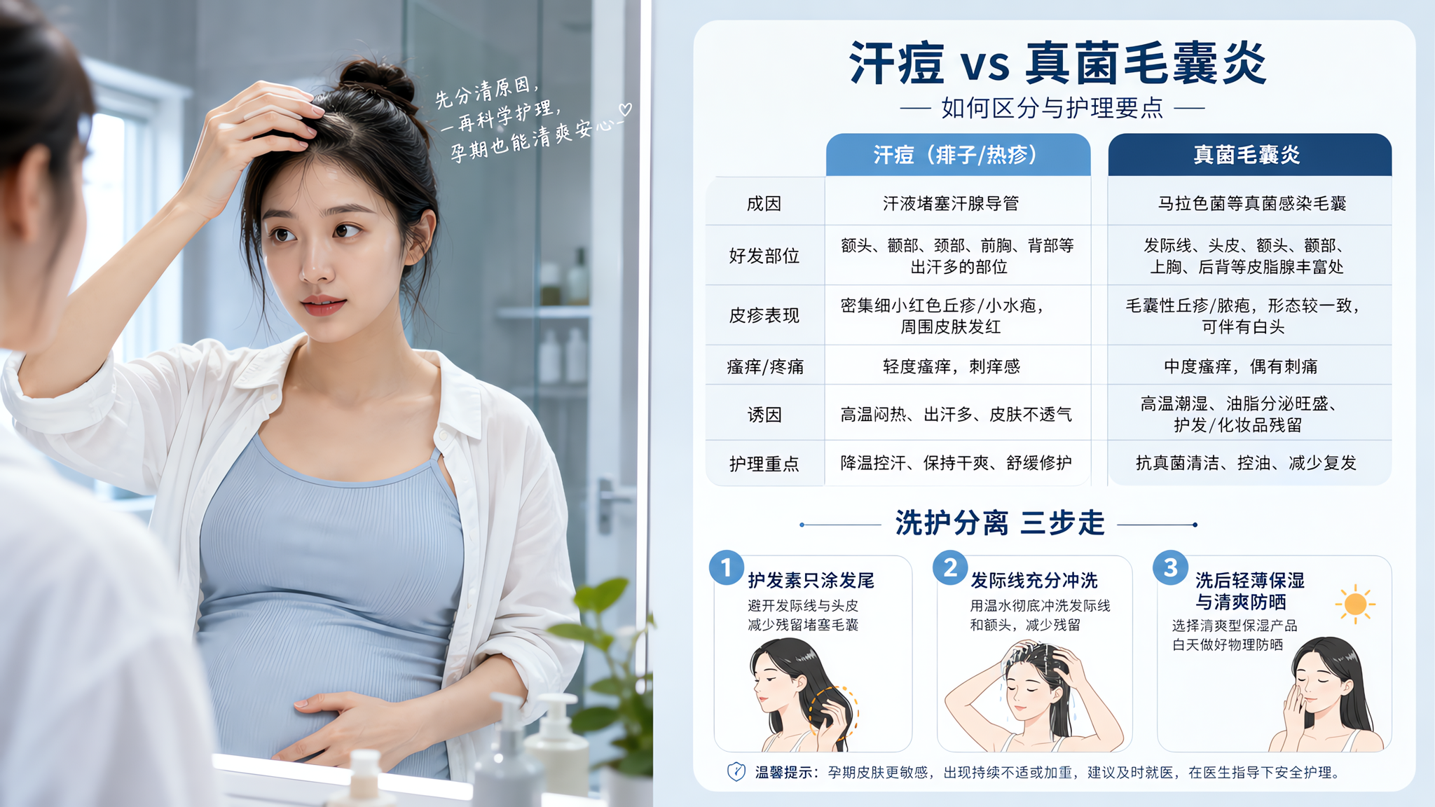 额头一片小疙瘩反复？先分清汗痘还是真菌毛囊炎