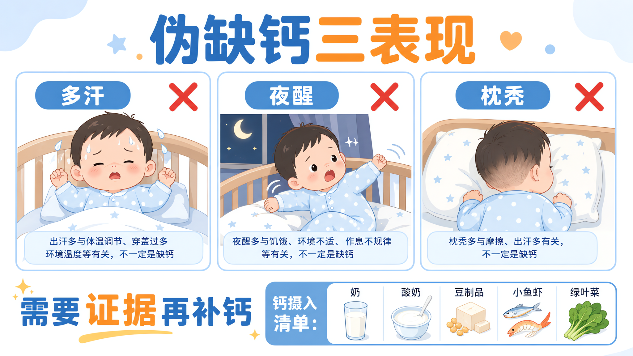 多汗夜醒枕秃别急着补钙：先做这4步判断