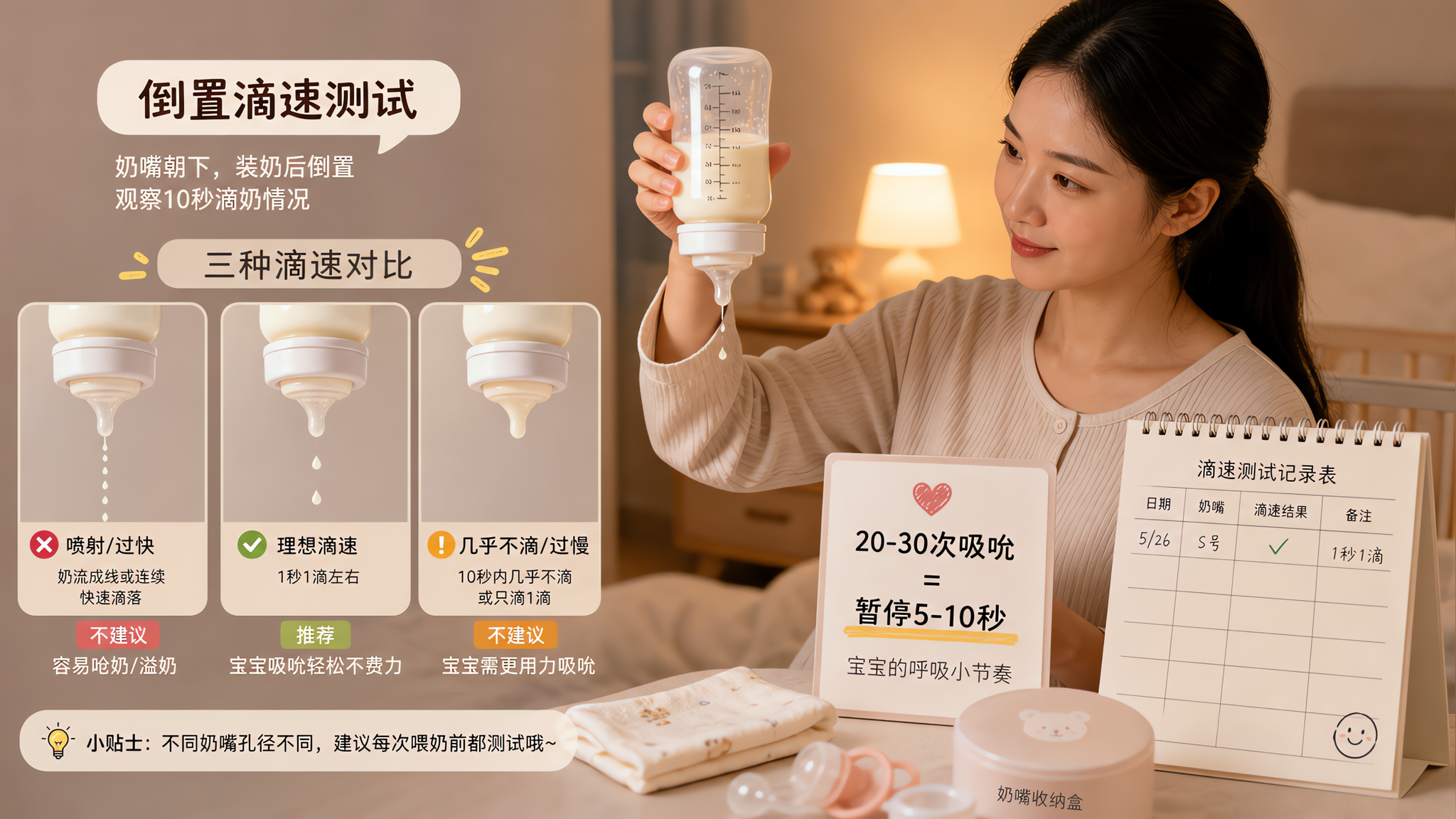 奶嘴流速不对，宝宝就会吞气胀哭：10秒自测+暂停拍嗝节律