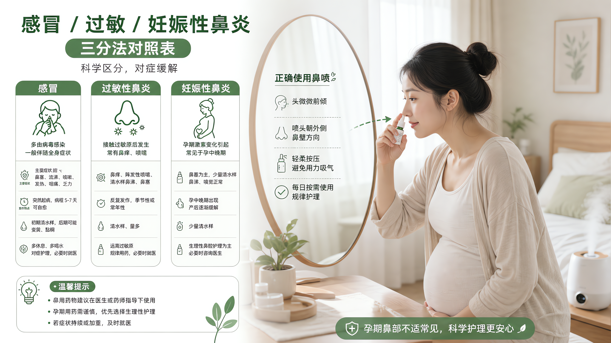 孕期鼻塞别当感冒扛：3步分清妊娠性鼻炎与过敏