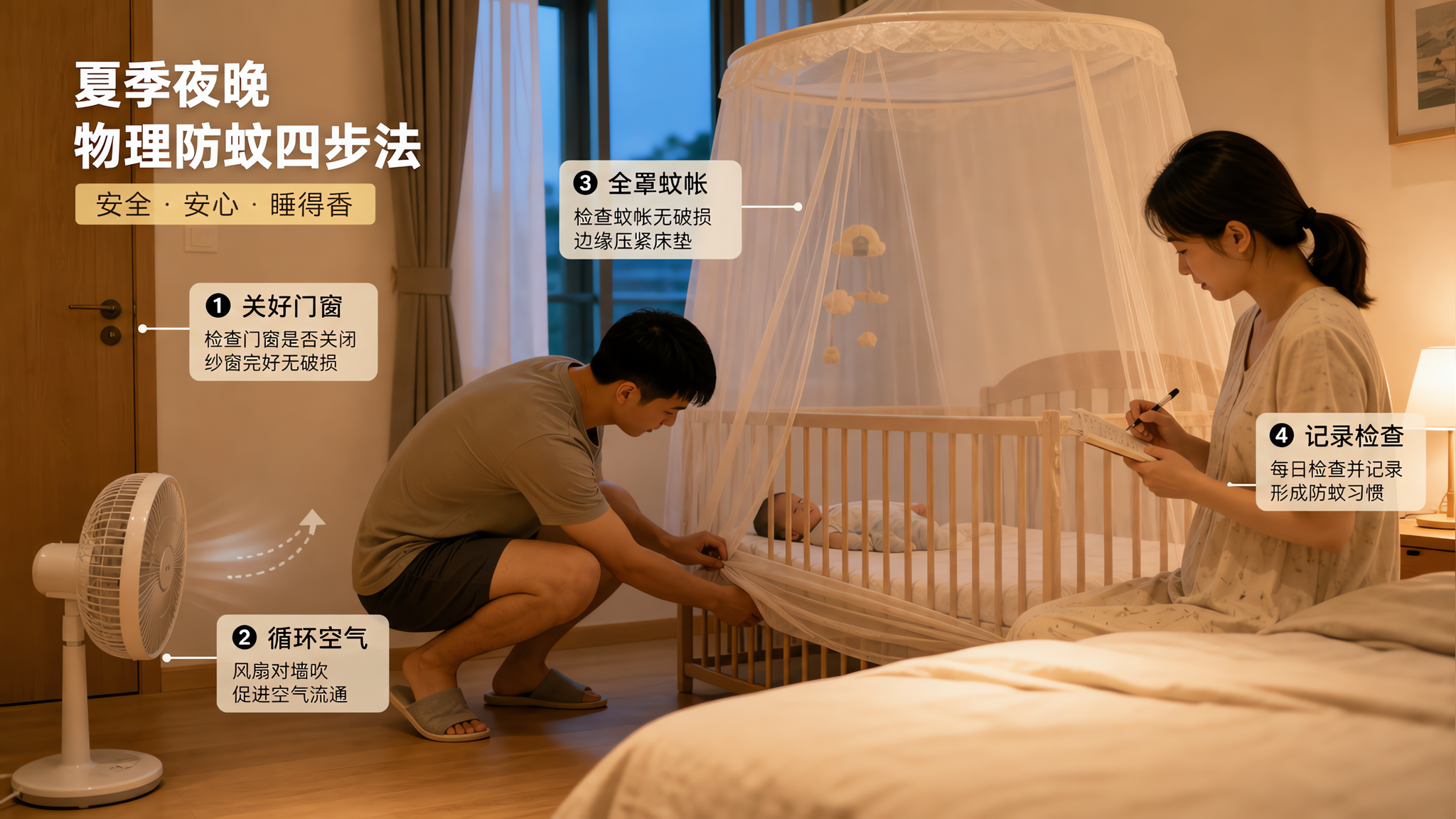 2月龄内防蚊别靠喷：一套物理防蚊工程保整夜