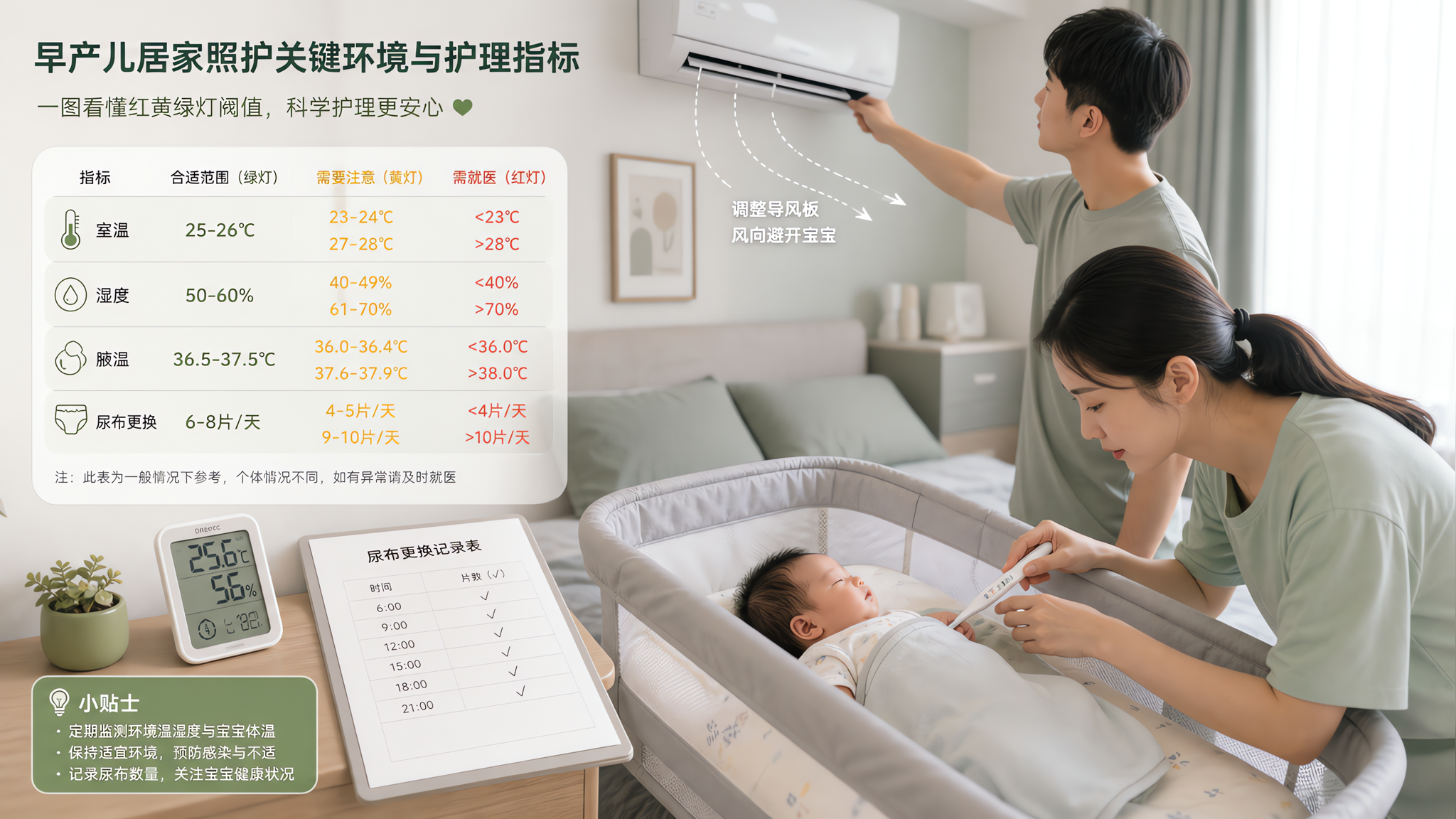 空调房早产儿忽冷忽热？三联监测红绿灯