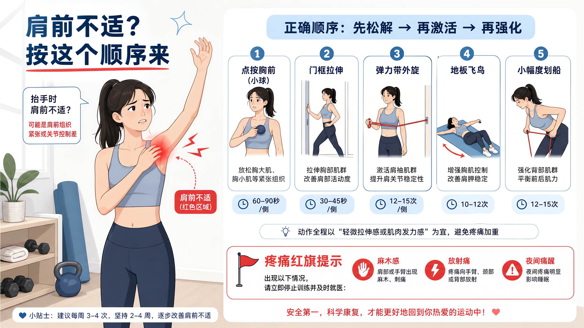 抬手顶肩别硬拉：先松胸小肌再练更安全