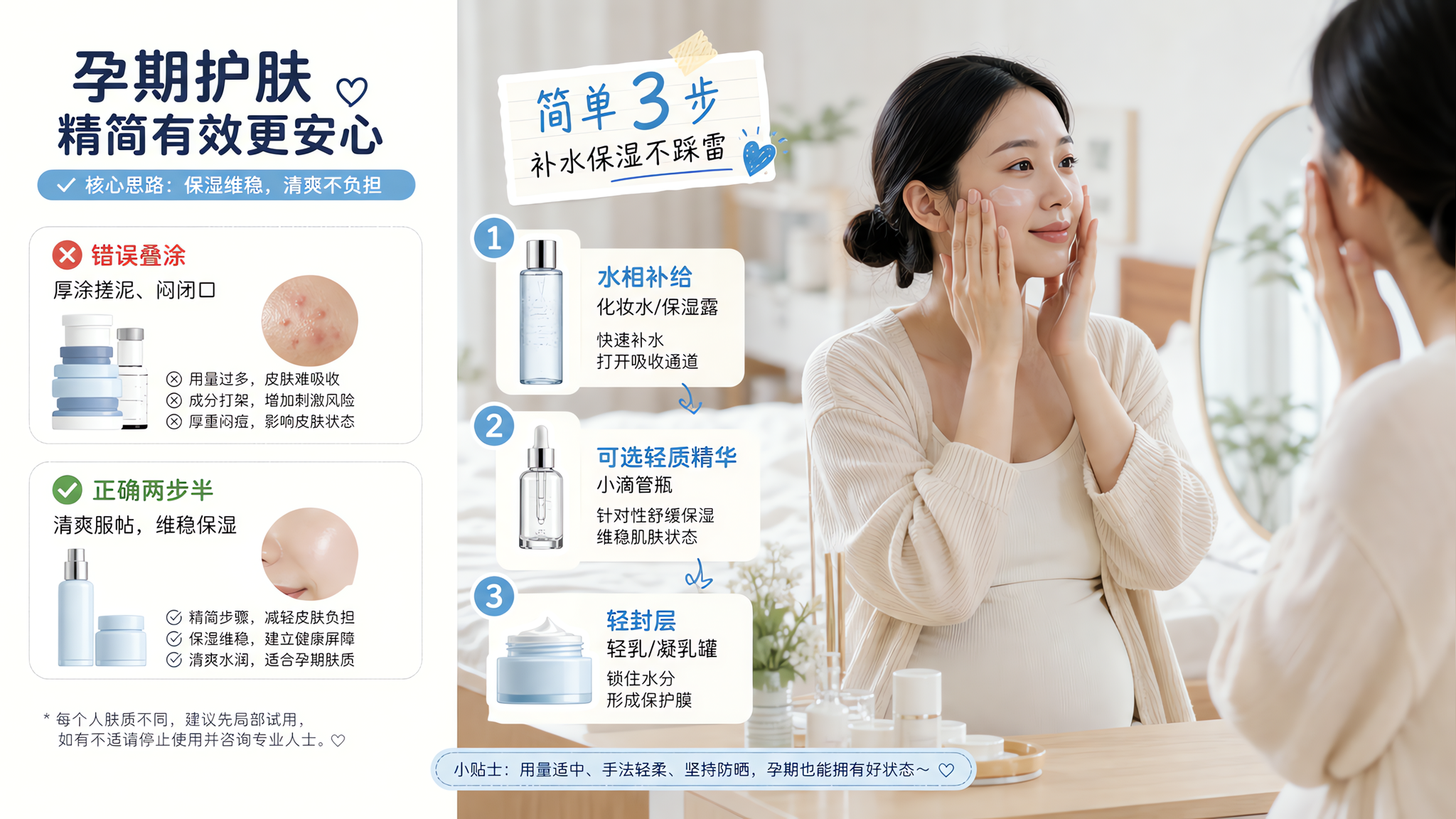 孕期外油内干别硬扛：两步半护肤清爽不搓泥