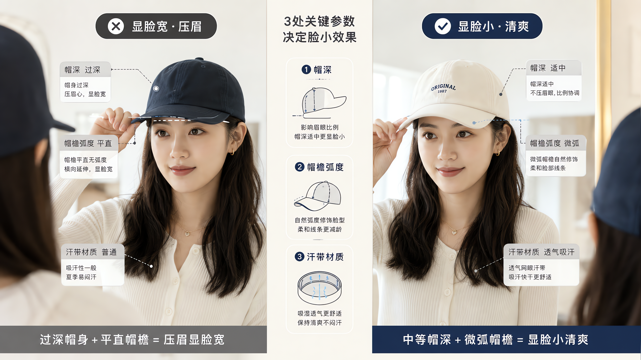 戴帽显脸大？80%是帽深和檐弧没选对
