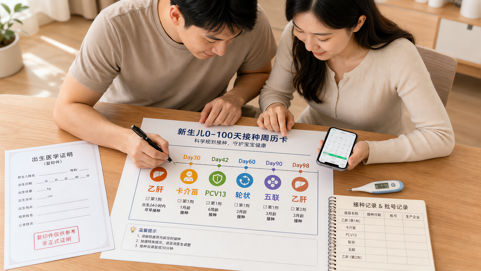 新生儿0–100天接种怎么排：少挨针又不冲突