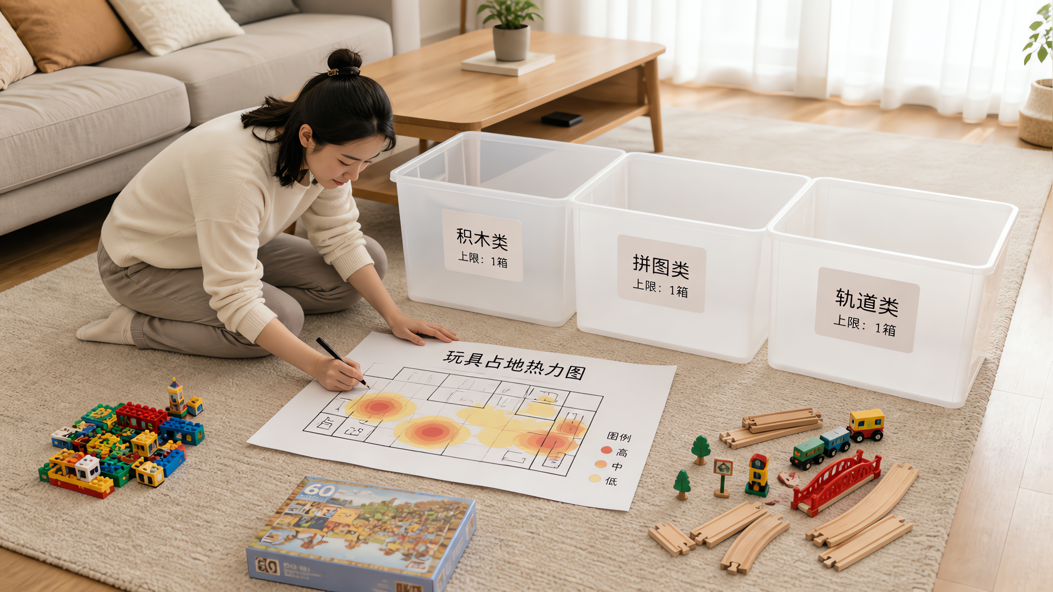 客厅越收越乱？先定“3箱上限”，玩具密度立刻降下来