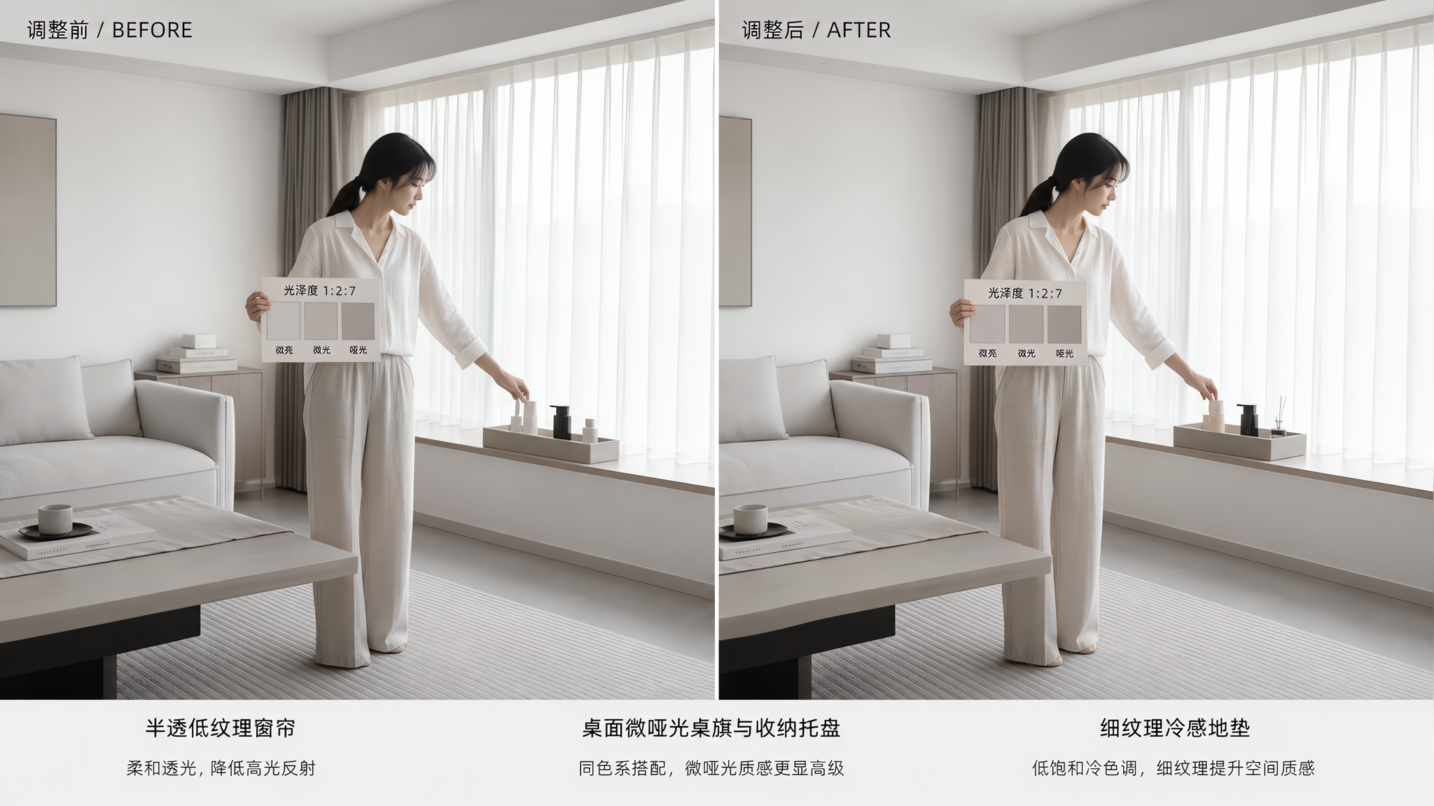 家里越收拾越显闷？用冷感三点位+光泽1:2:7就对了