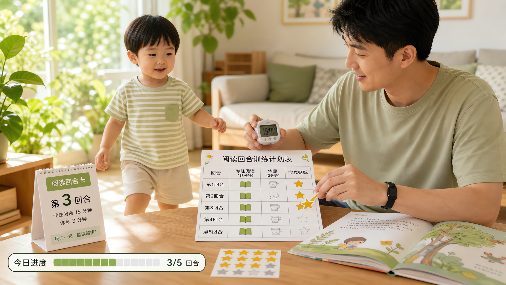 孩子读两页就跑？用15分钟“回合阅读”越动越专注