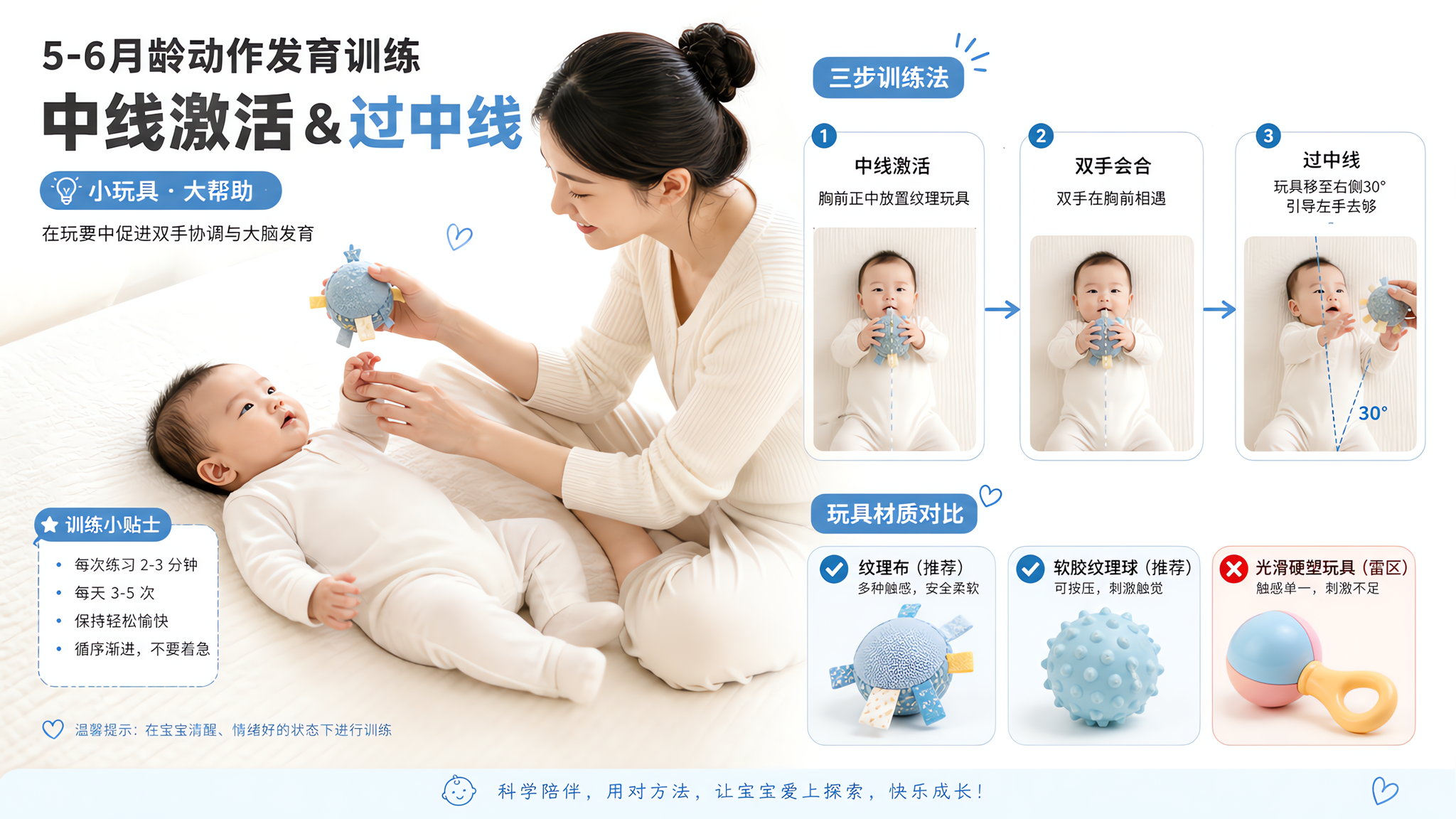 宝宝不主动抓握？先排除汗滑和玩具坑，再练中线过中线