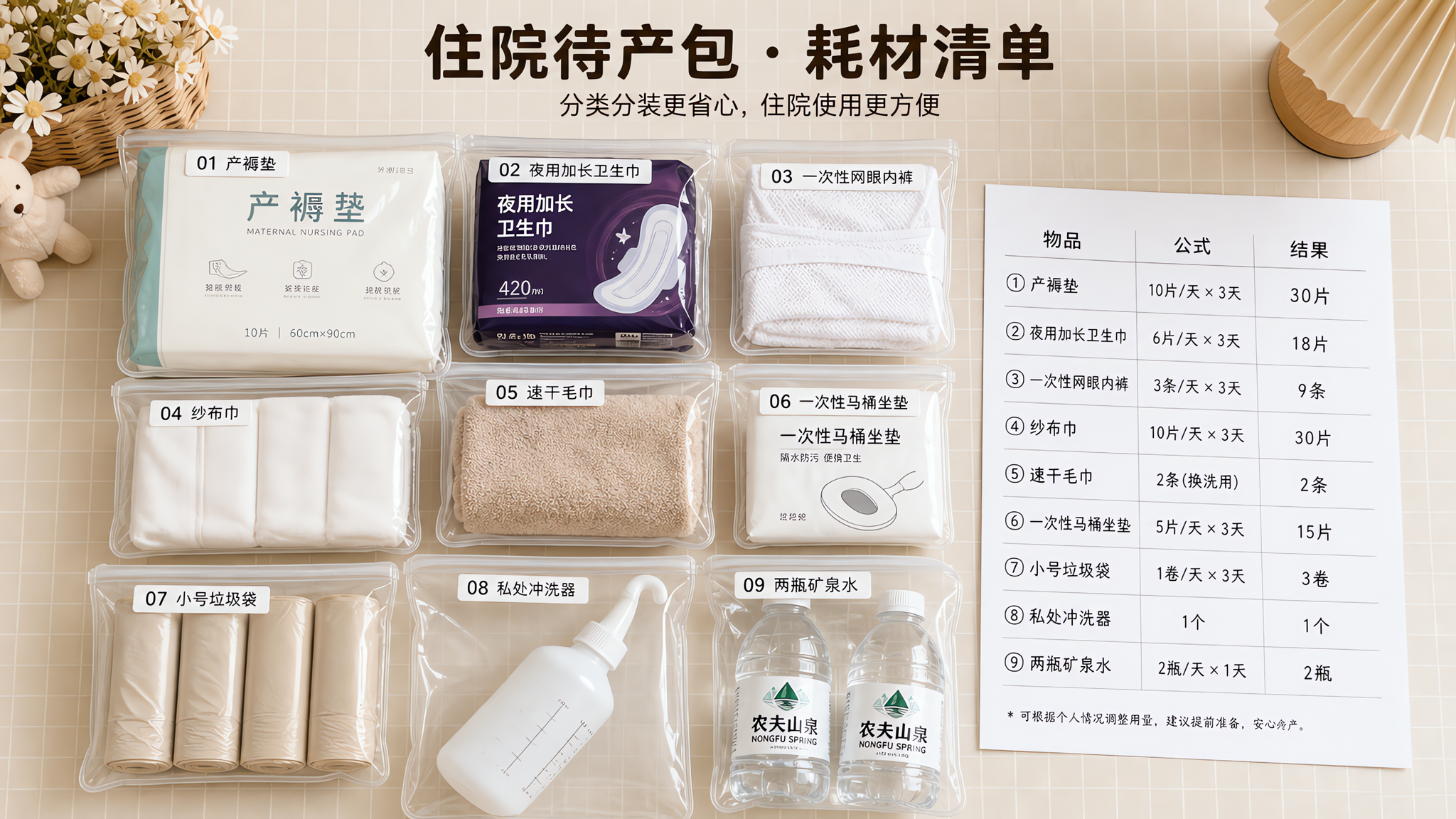 住院3天耗材带多少？按这套公式刚刚好