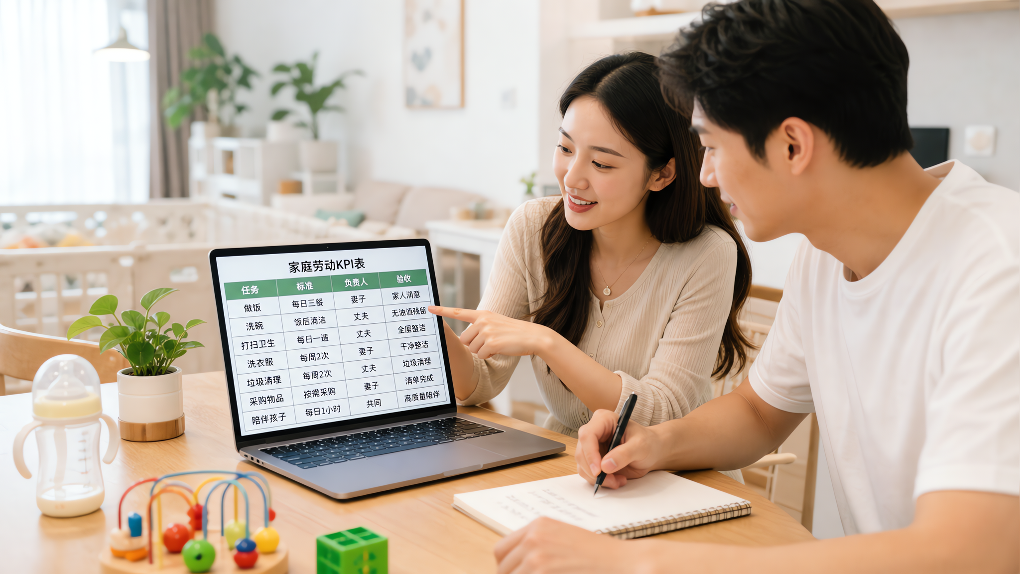 家庭分工别靠吵：一张KPI表让他按交付带娃
