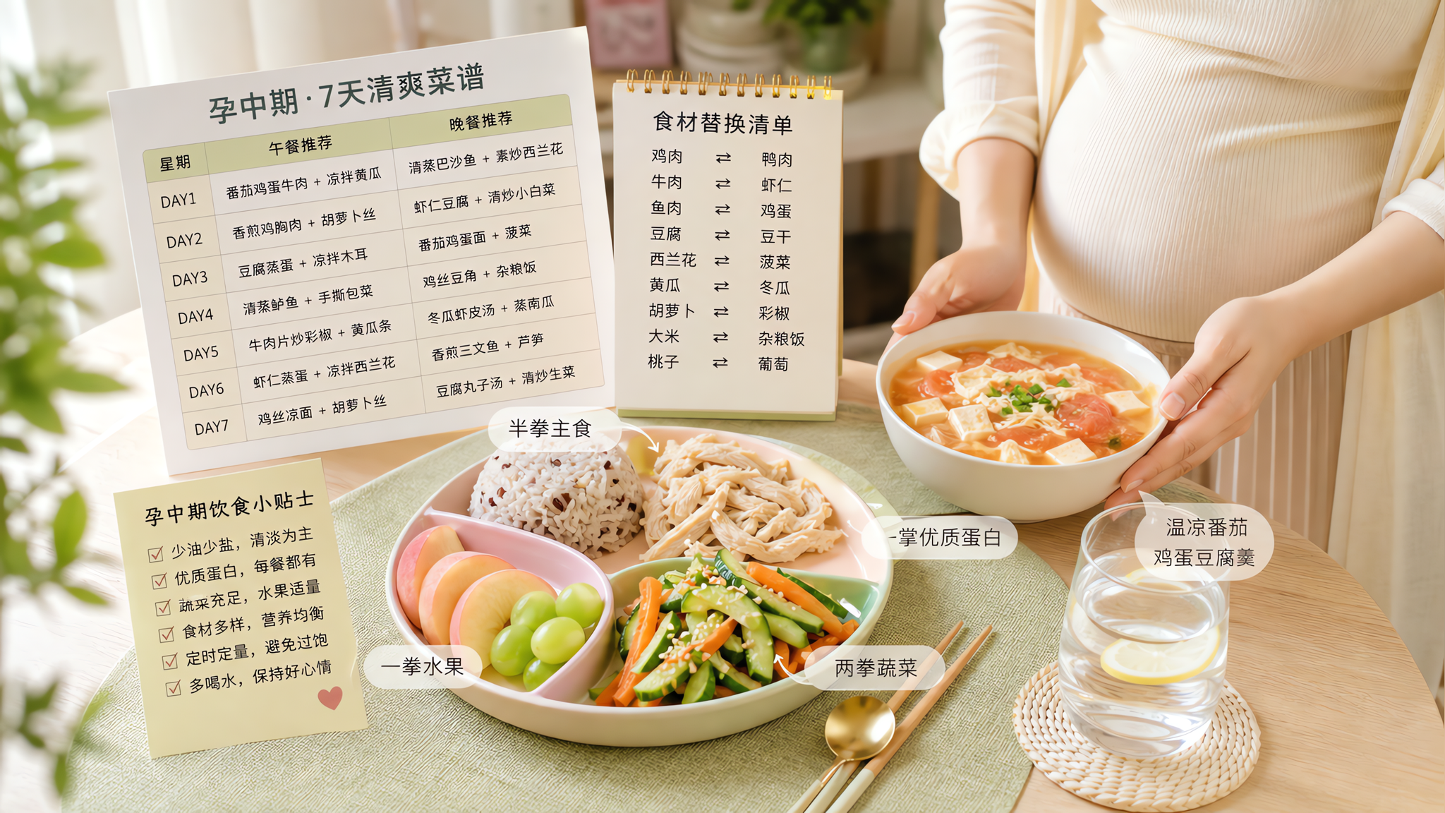孕中期一热就吃不下？照抄这套清爽补能7天餐盘