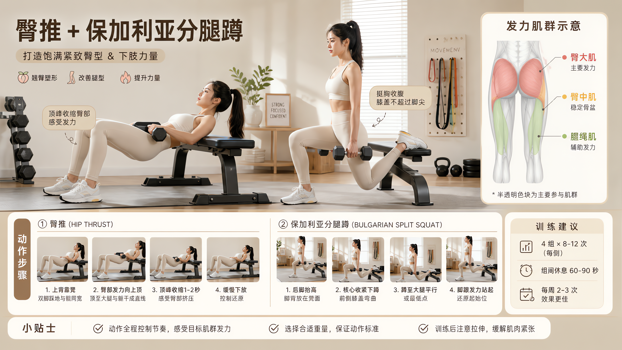 练臀别再练成前大腿顶：20分钟臀腿顺序表