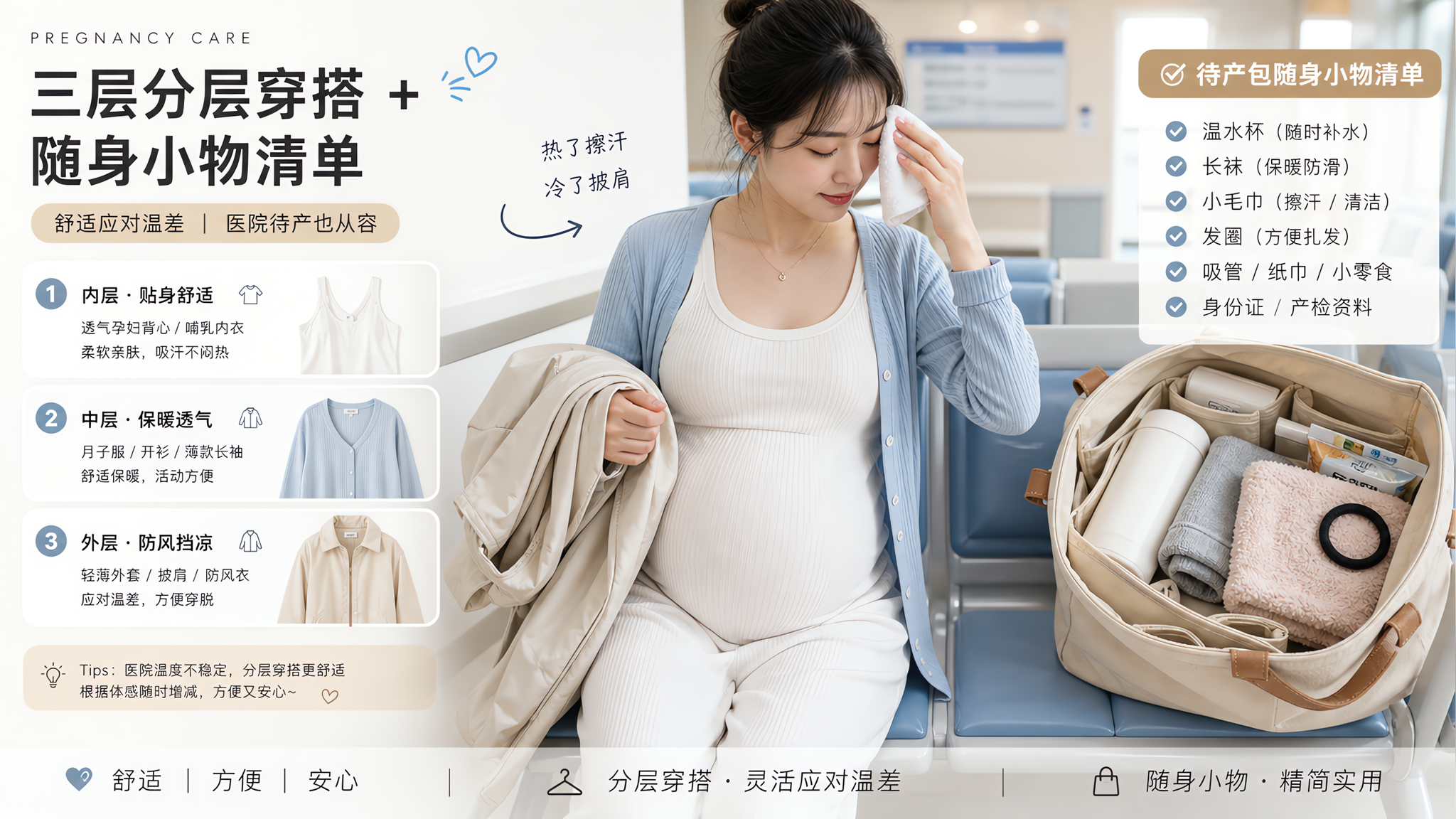 产检进医院就被空调冻住？三层穿搭+5件小物稳住舒适感