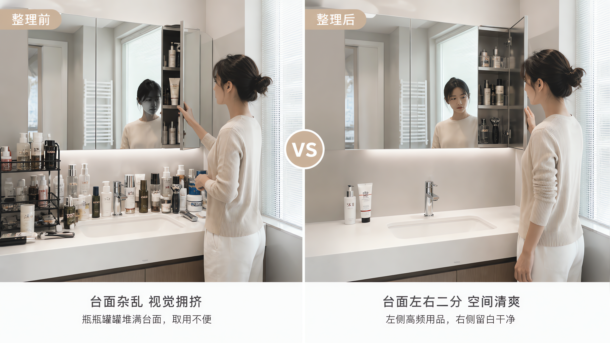 小卫生间显乱显小？把“可视面”压到30%就变干净