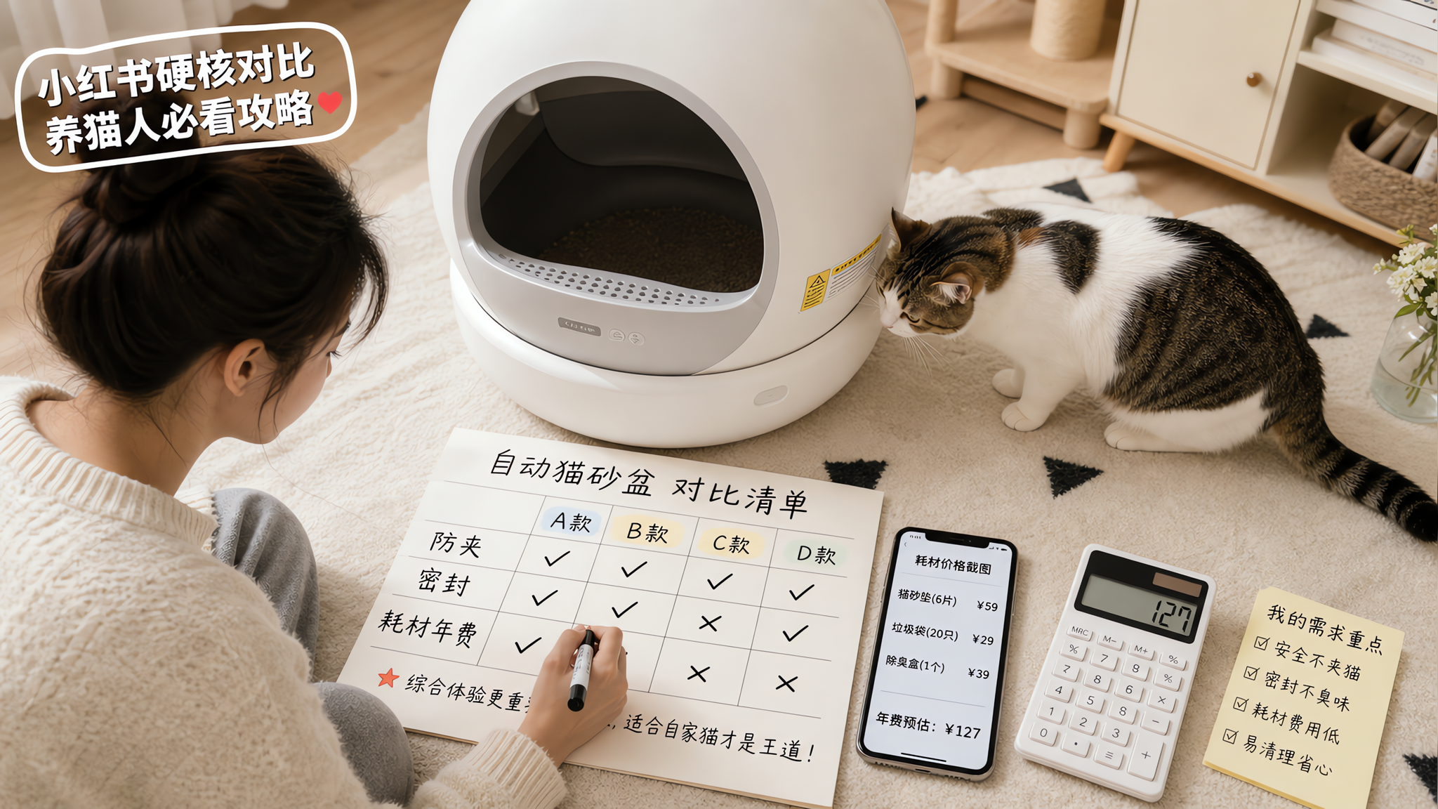 自动猫砂盆避坑：先算耗材年费，再看防夹和真除臭