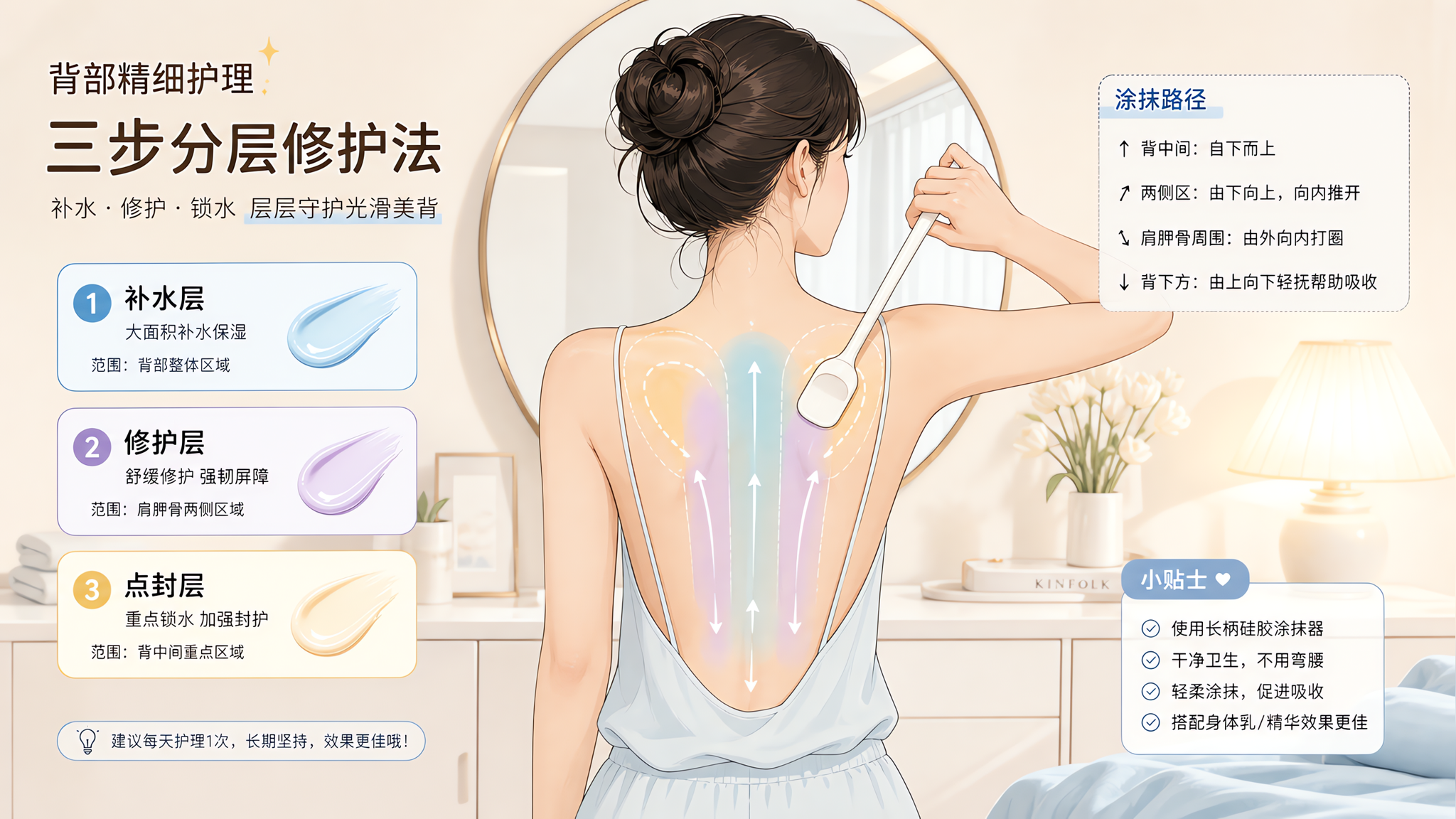 后背摸着粗糙别乱搓：空调房三步养回细滑